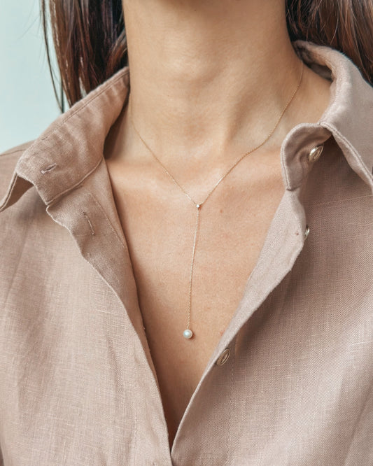 Collier Yara en Or Jaune - Perles Naturelles, Diamants