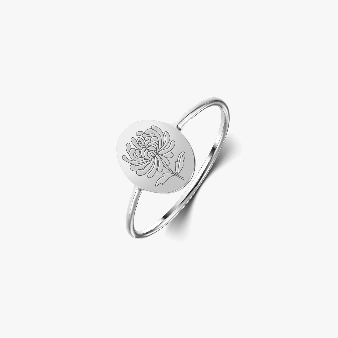 Bague en argent Birth Flower - Novembre Chrysanthème - Indira