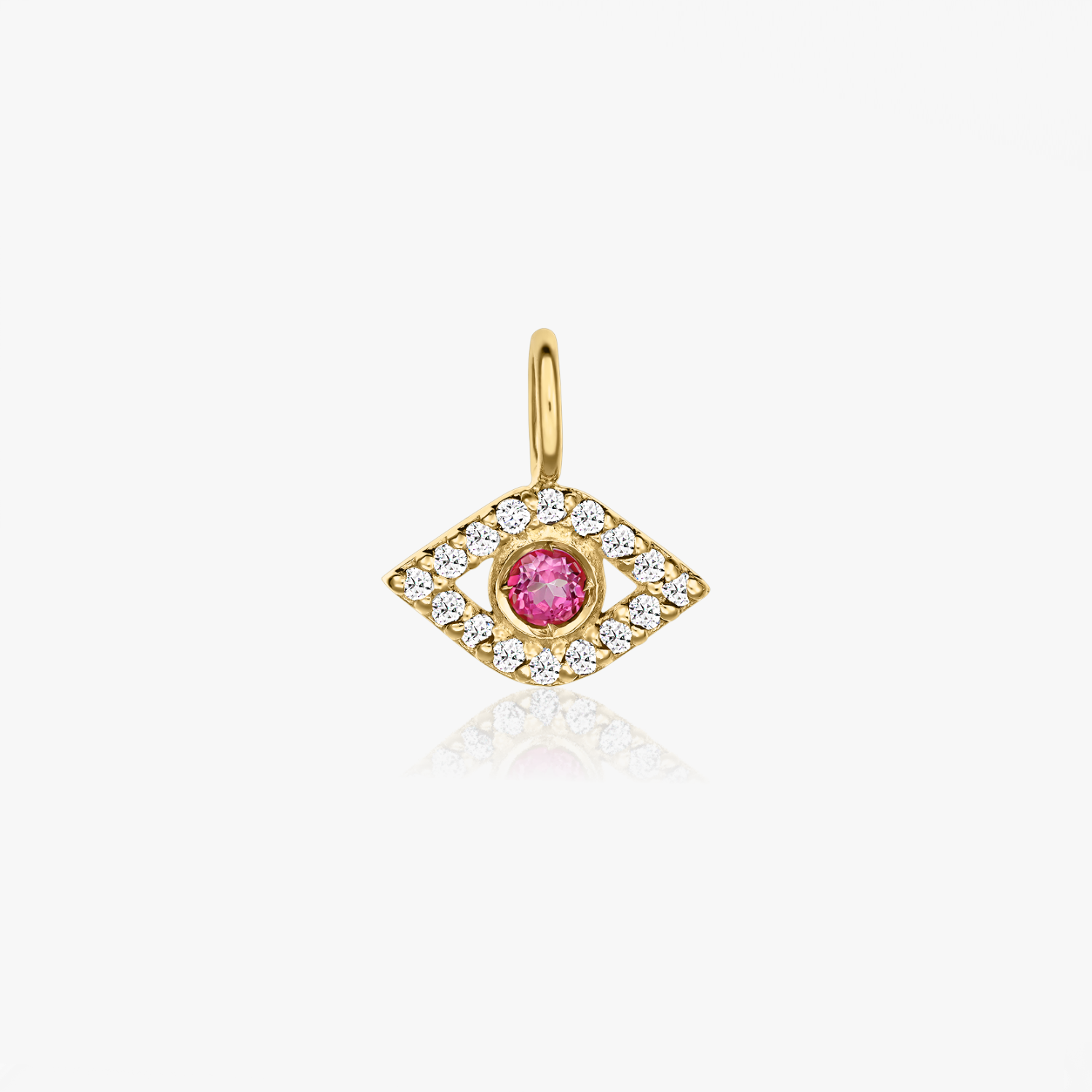 Pendentif Œil Protecteur en Or Jaune – Topaze Rose, Zircon