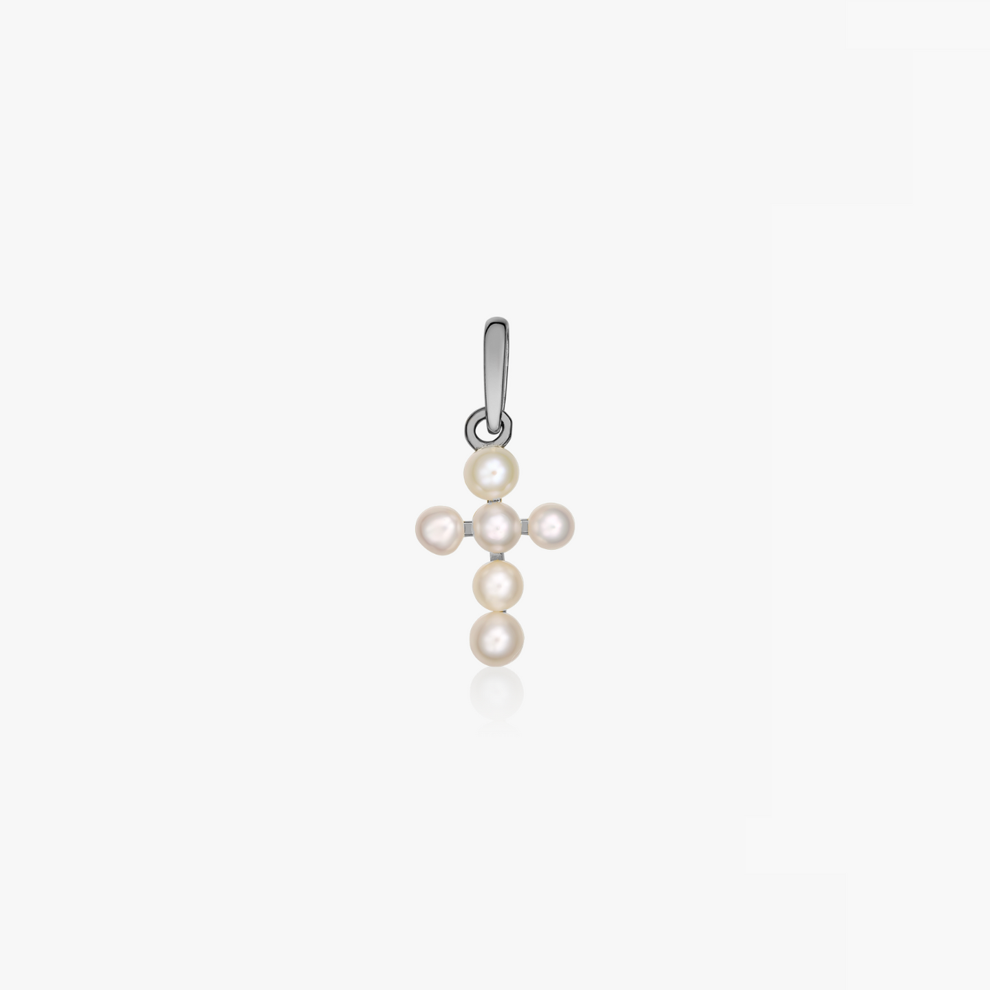 Pendentif en or blanc Pearl Cross - Perles naturelles - Indira