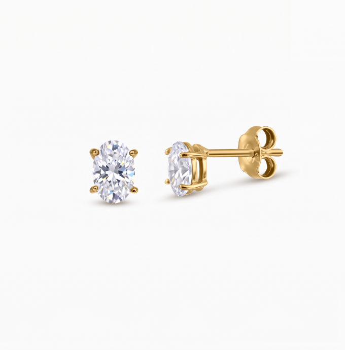Boucles d'Oreilles en Argent Golden Reina - Zircon Vert