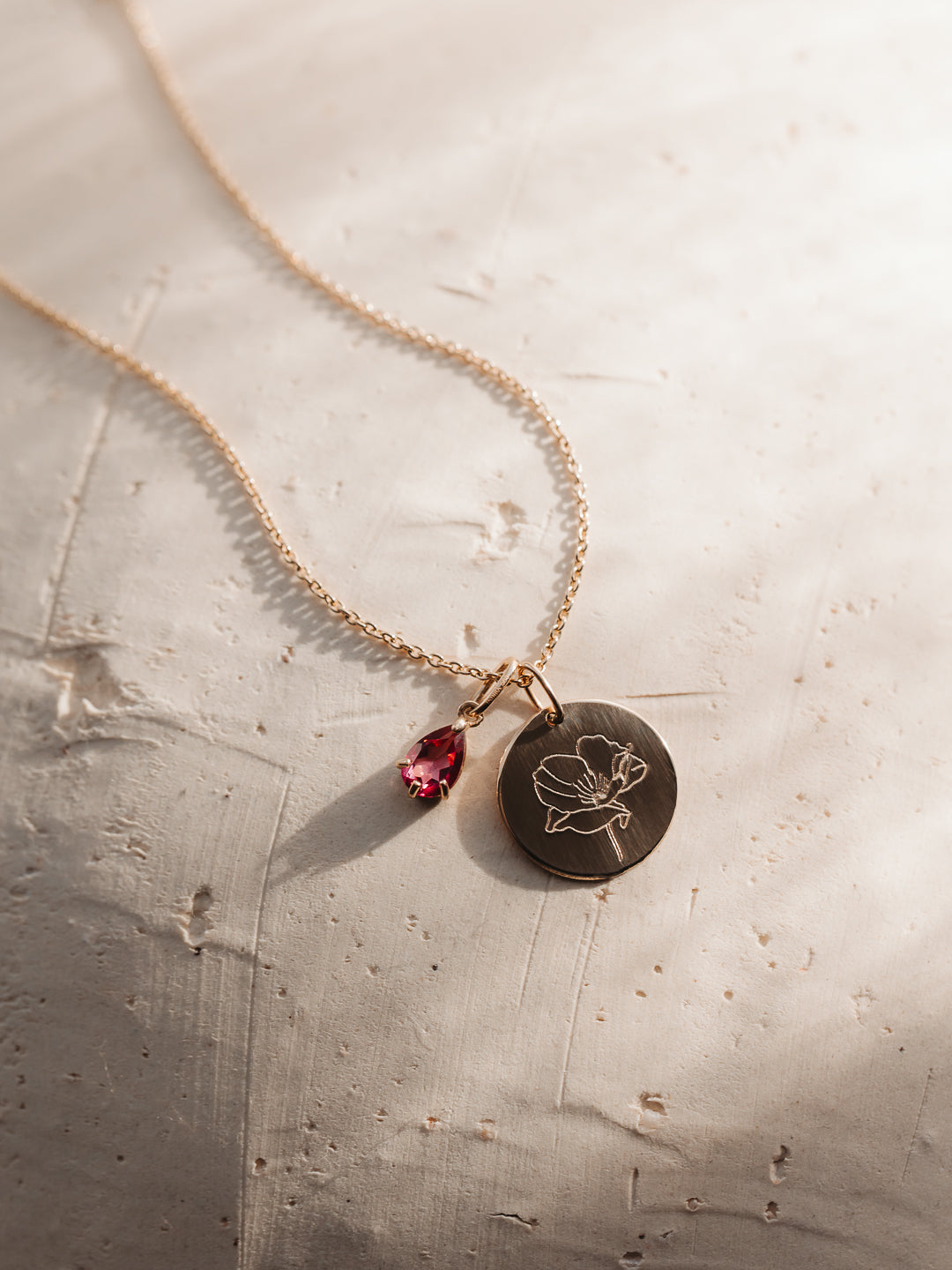 Pandantiv din aur Birthstone April - Topaz Alb