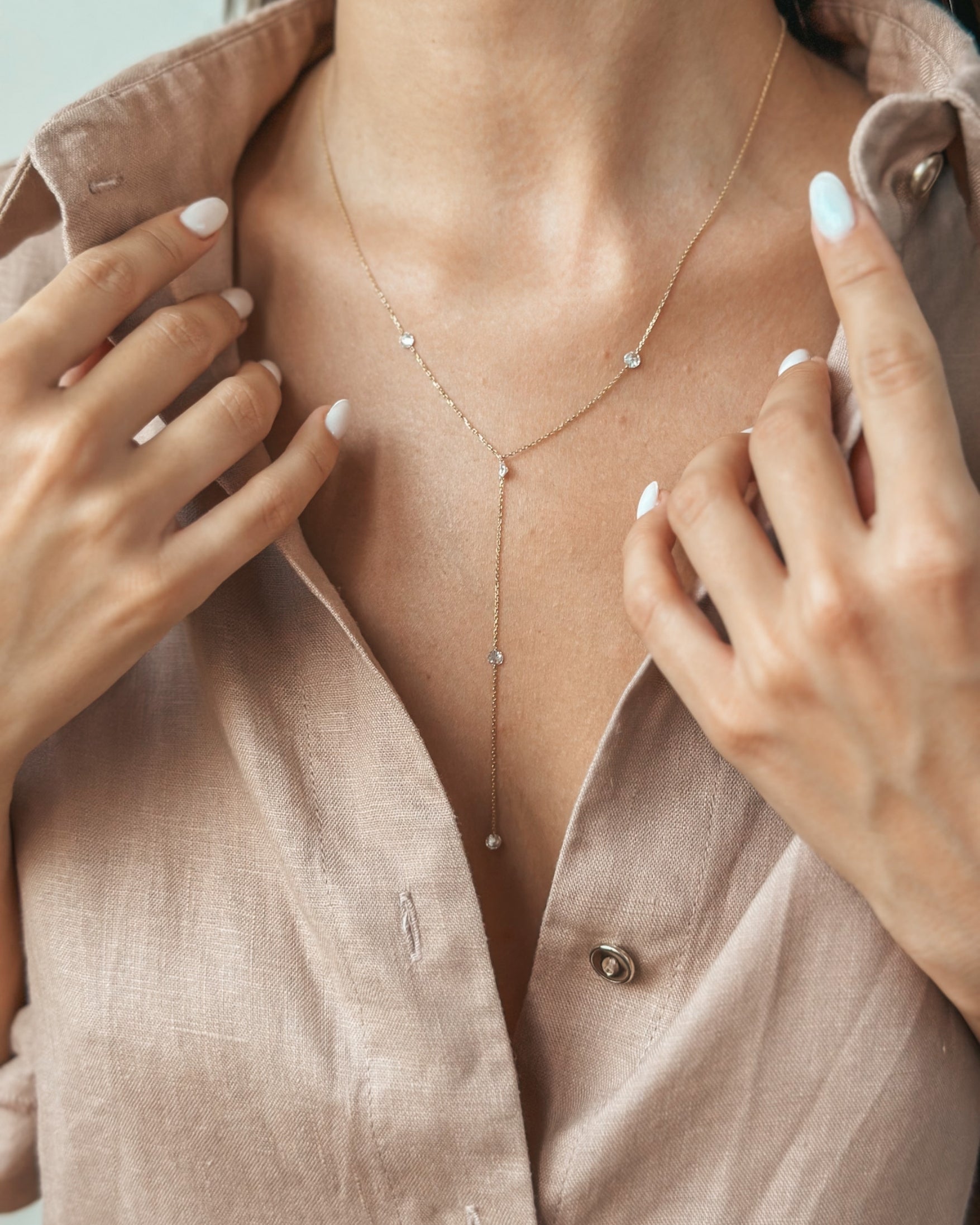 Colier din aur galben Diamond Drops - Diamante - Indira