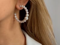 Boucles d'oreilles argent Pearl Hoops - Perles Naturelles