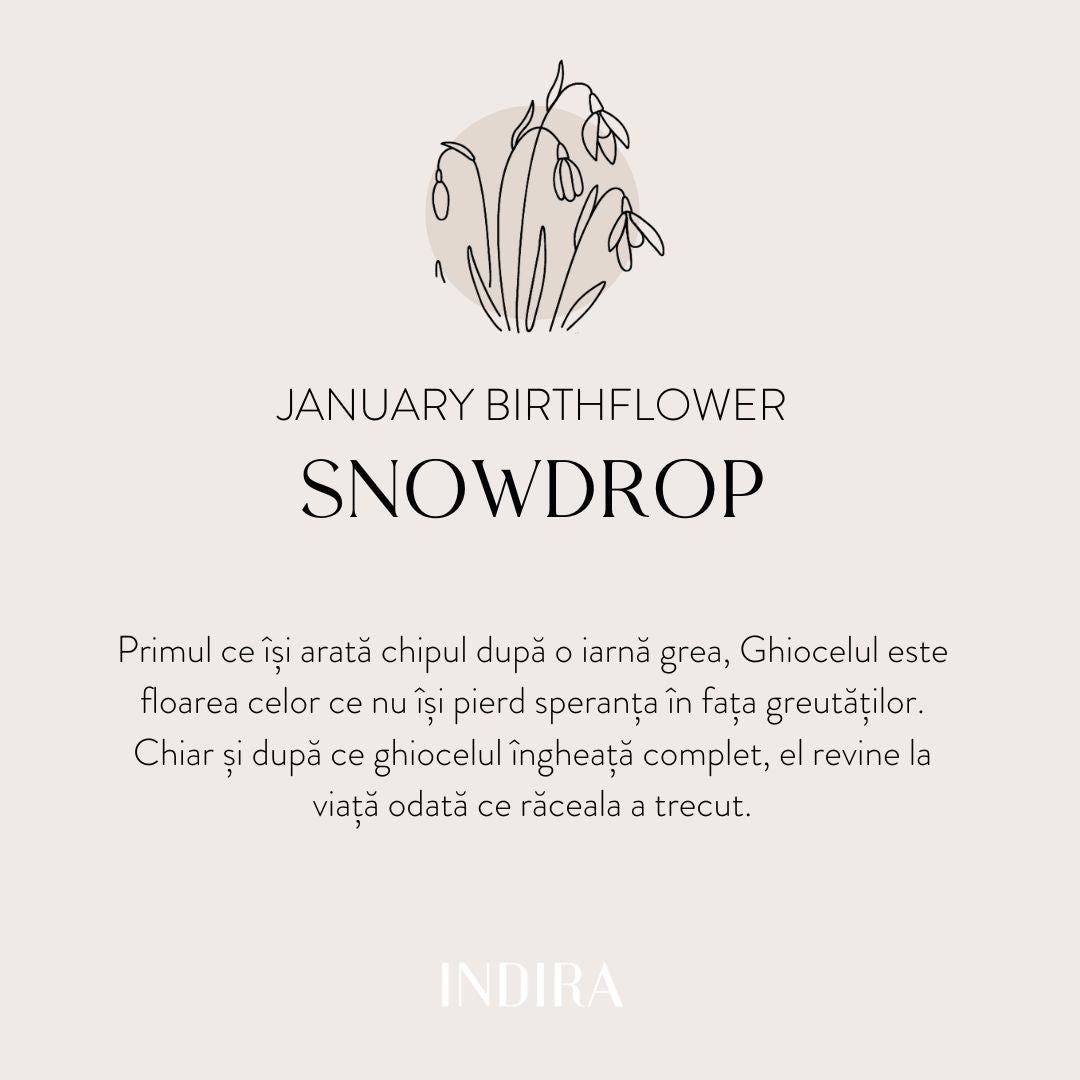 Fleur de naissance - Bracelet cordon enfant doré perce-neige de janvier