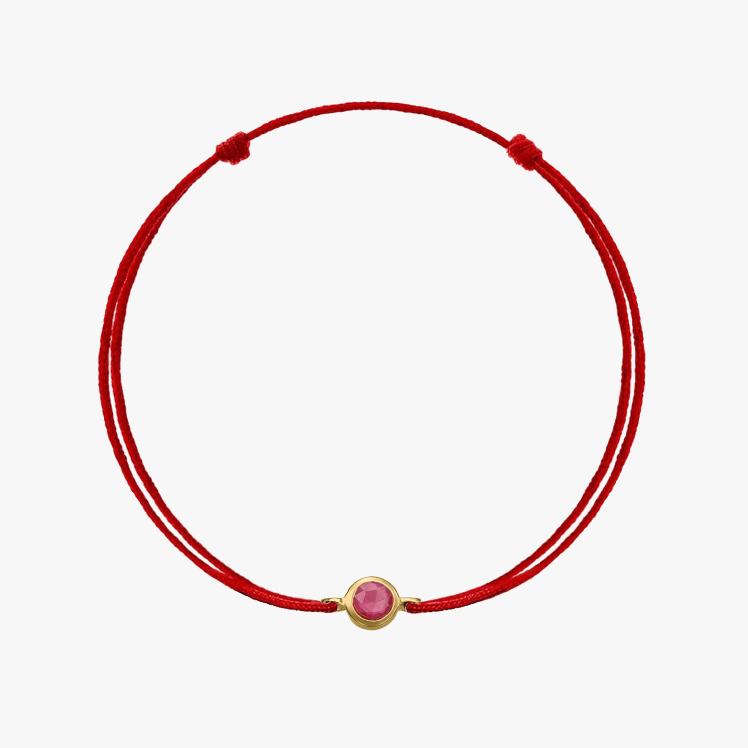 Bracelet en cordon argent Birthstone Golden Juillet - Rubis - Indira