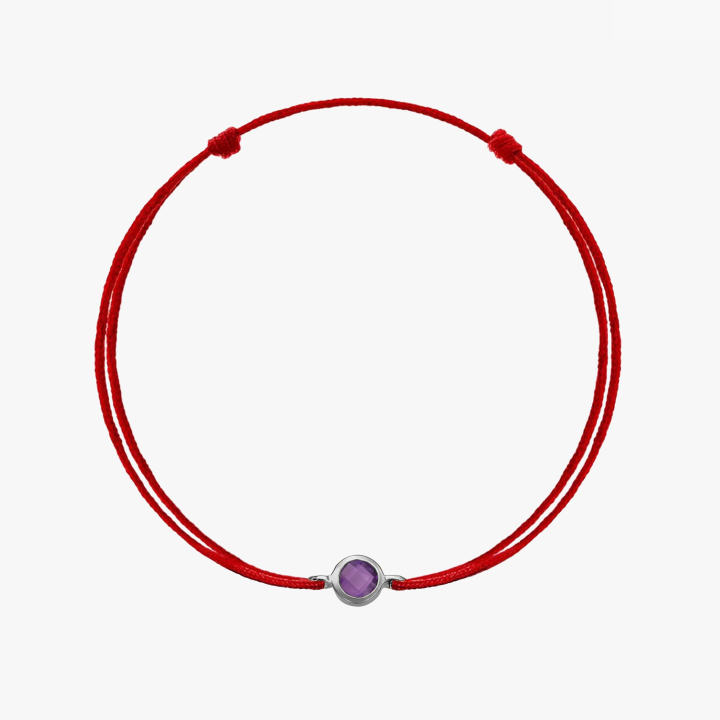 Bracelet en corde en argent Pierre de naissance Février - Améthyste - Indira