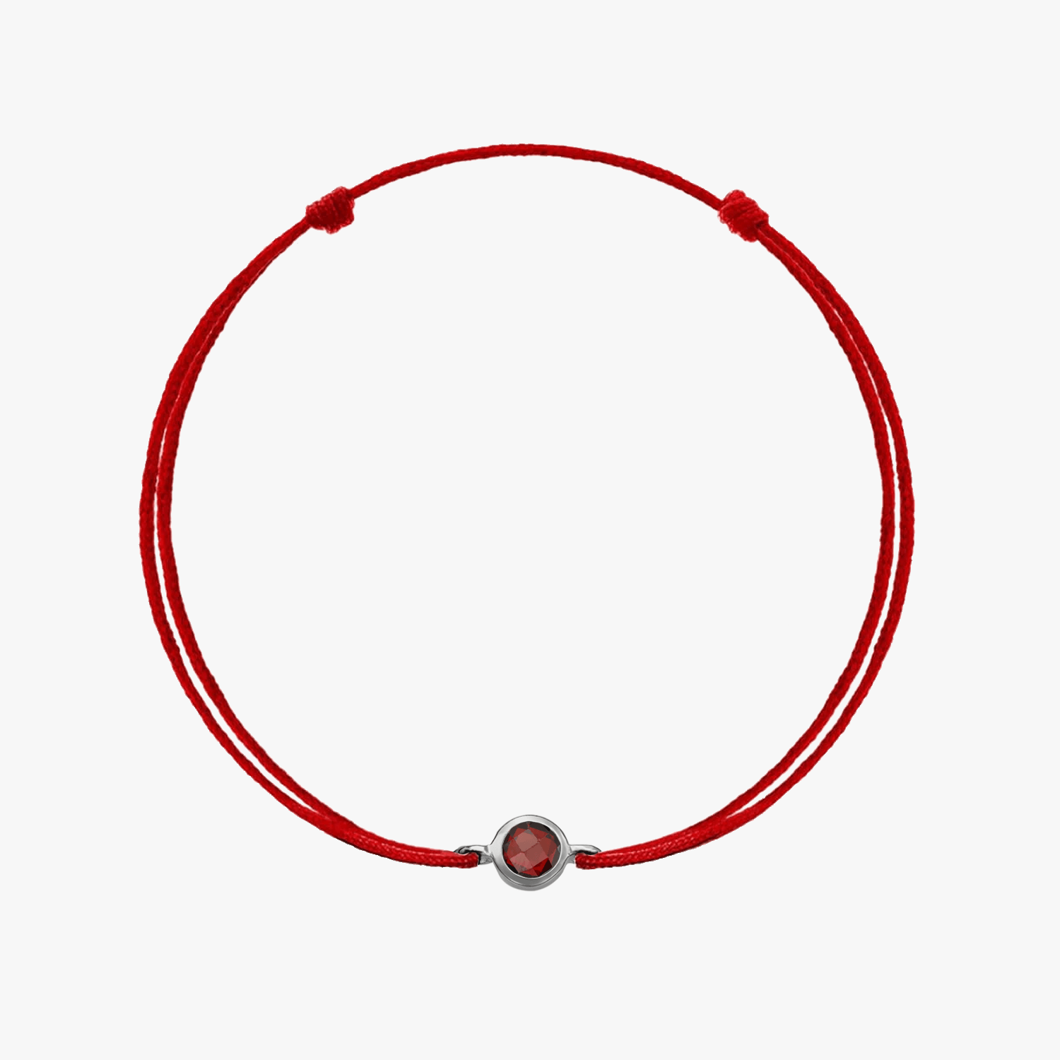 Bracelet cordon en argent avec pierre de naissance de janvier - Grenat