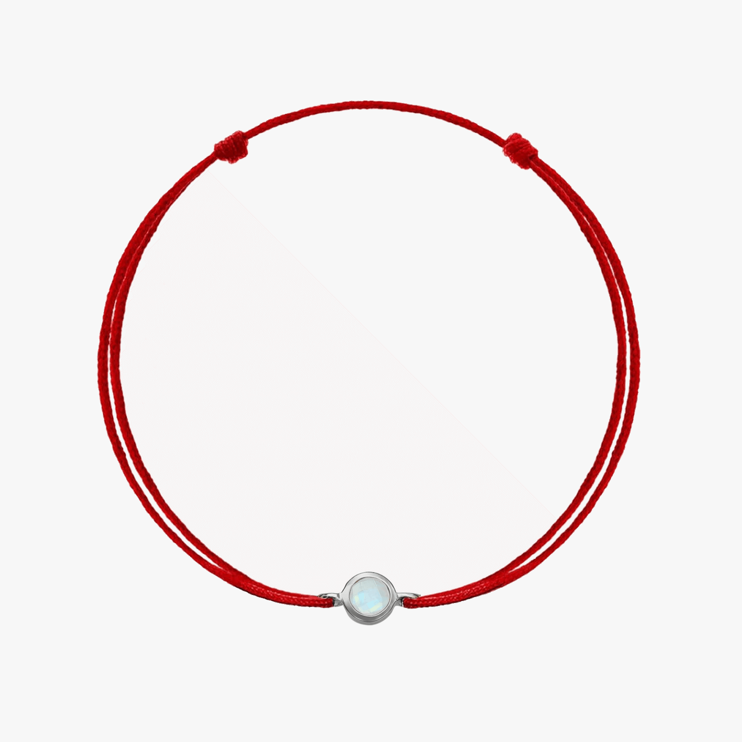 Bracelet en corde argent Birthstone Silver June - Pierre de Lune - Indira