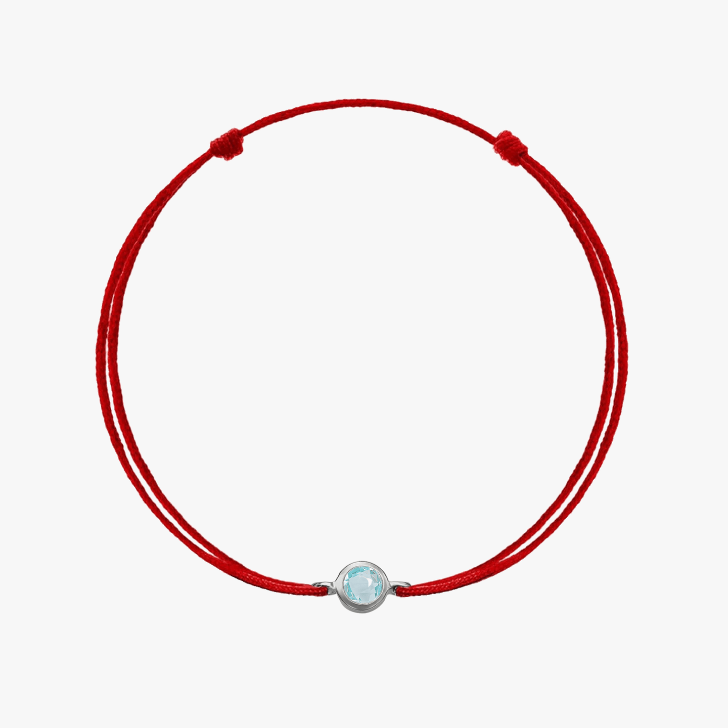 Bracelet en argent avec cordon, pierre de naissance Mars - Aigue-marine - Indira