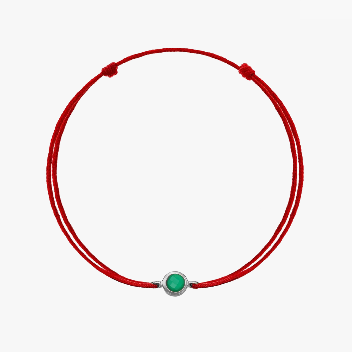 Bracelet cordon de mai en argent avec pierre de naissance - Onyx vert