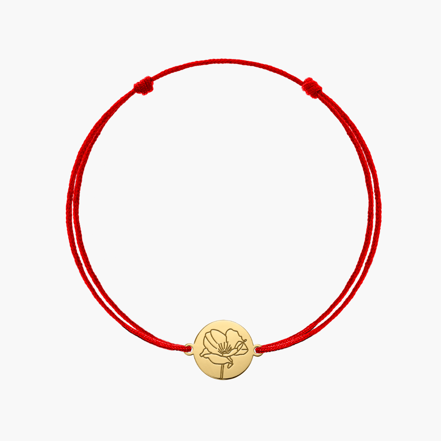 Bracelet en corde argentée Golden Birth Flower - Auguste Coquelicot - Indira
