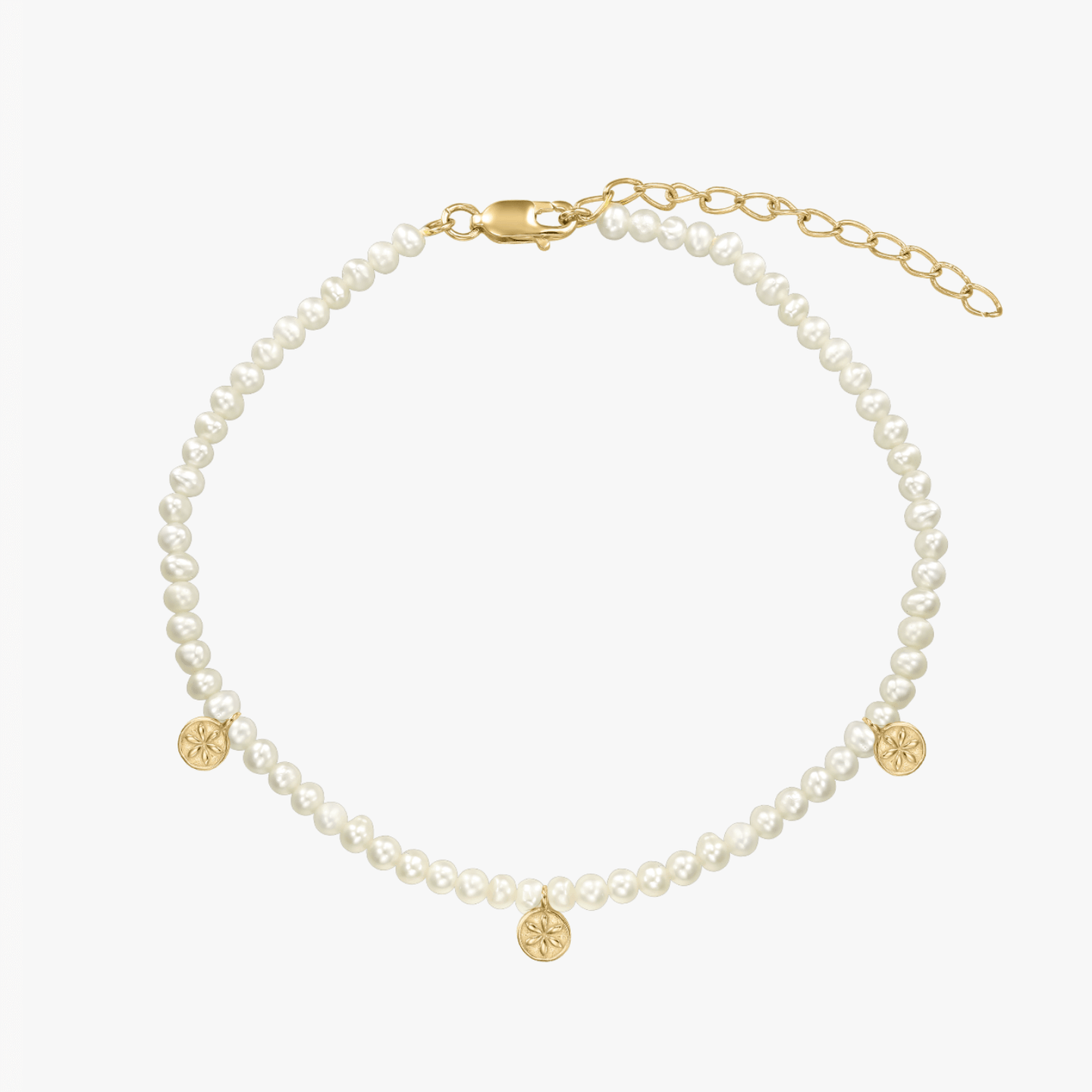 Chaîne de cheville en argent Golden Venus - Perles Naturelles - Indira
