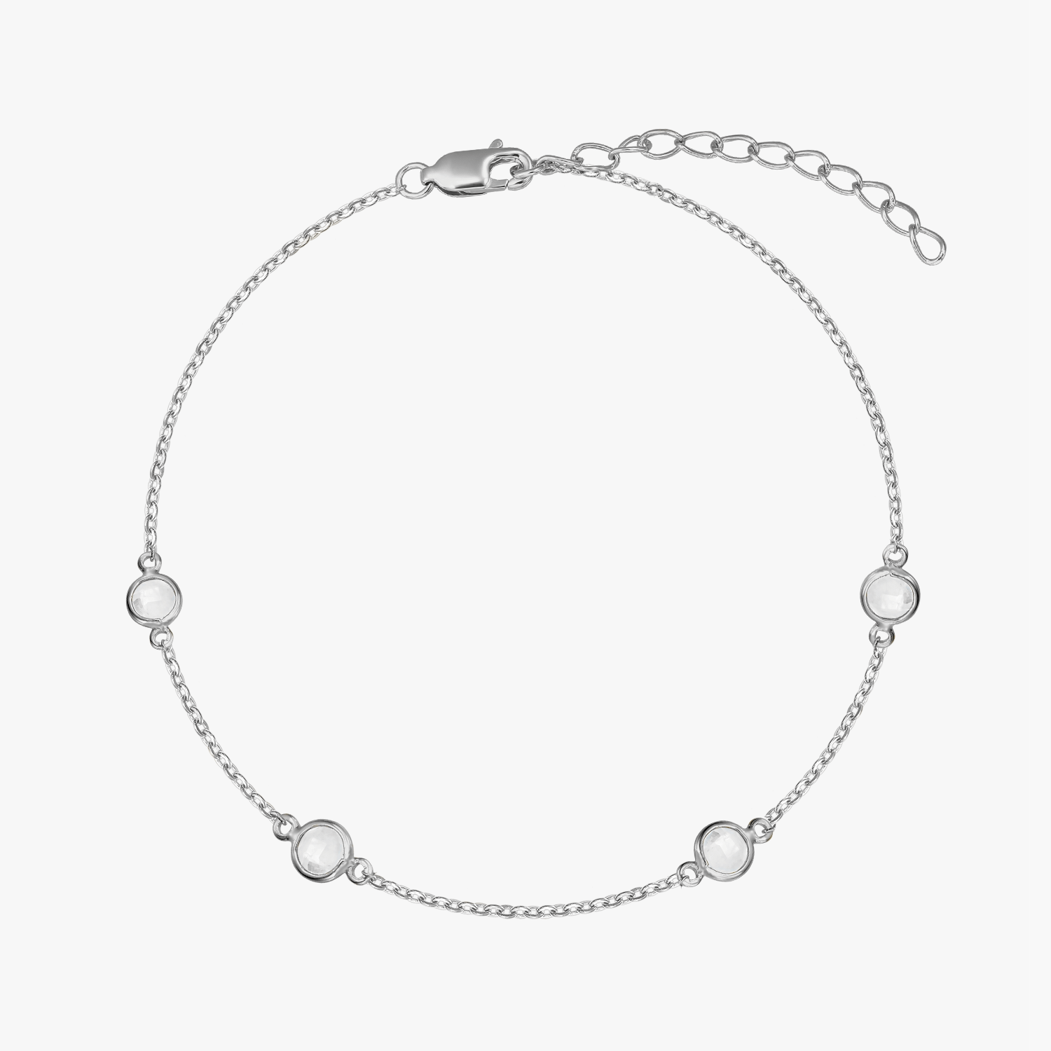 Bracelet en argent Birthstone Avril - Topaze Blanche - Indira