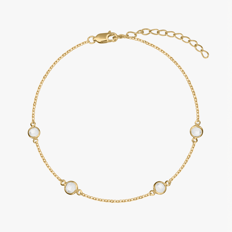 Bracelet en argent Birthstone Golden April - Topaze Blanche - Indira