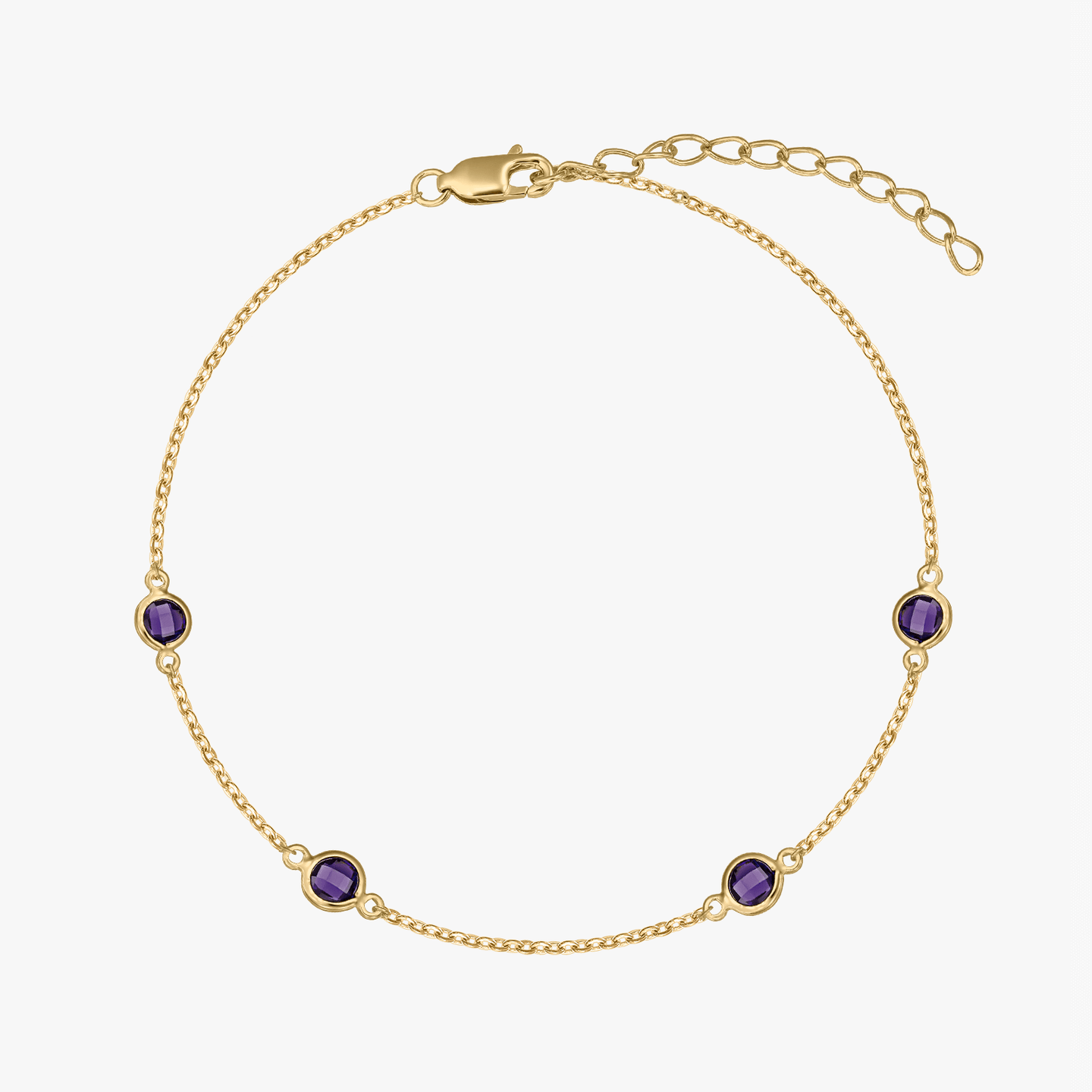 Bracelet en argent Birthstone Golden Février - Améthyste - Indira