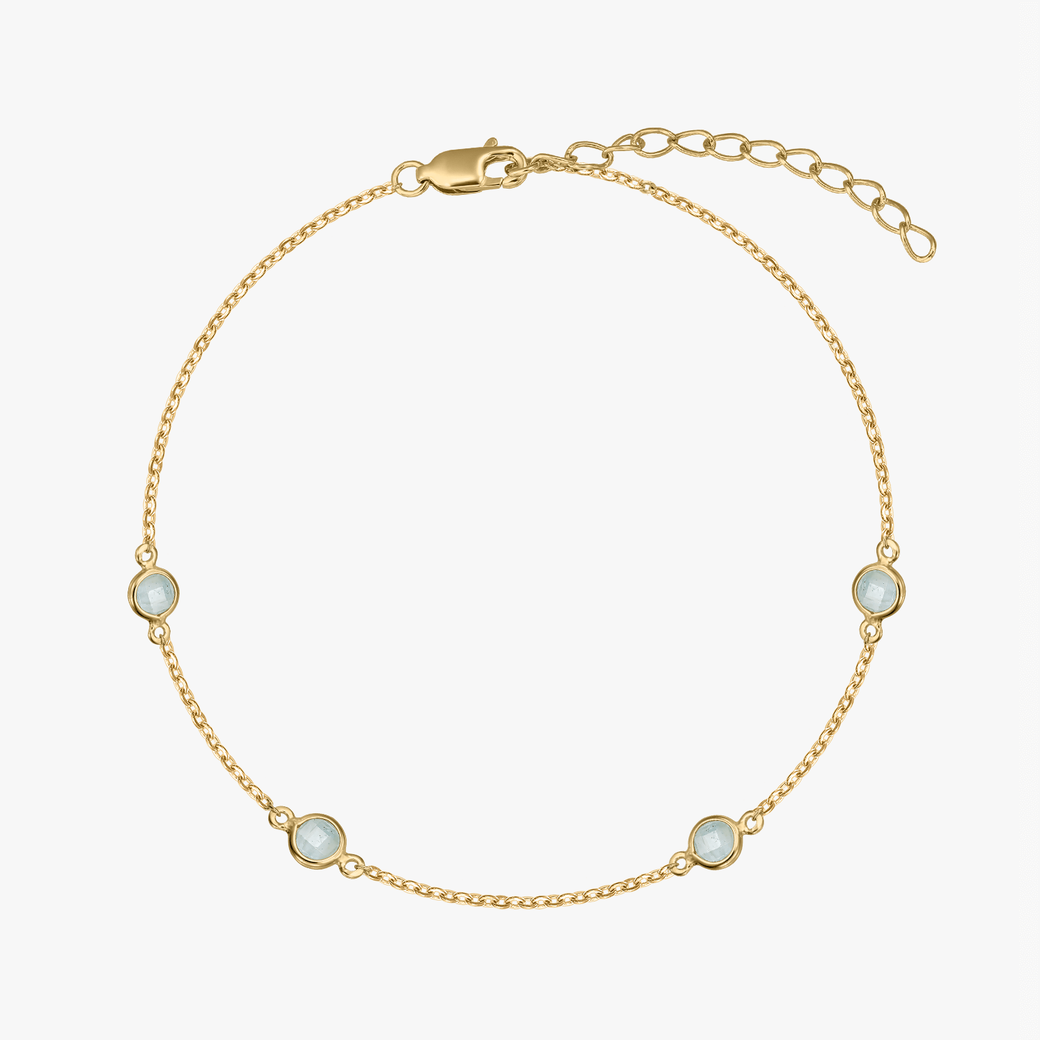 Bracelet en argent Birthstone Golden Mars - Aigue-marine - Indira