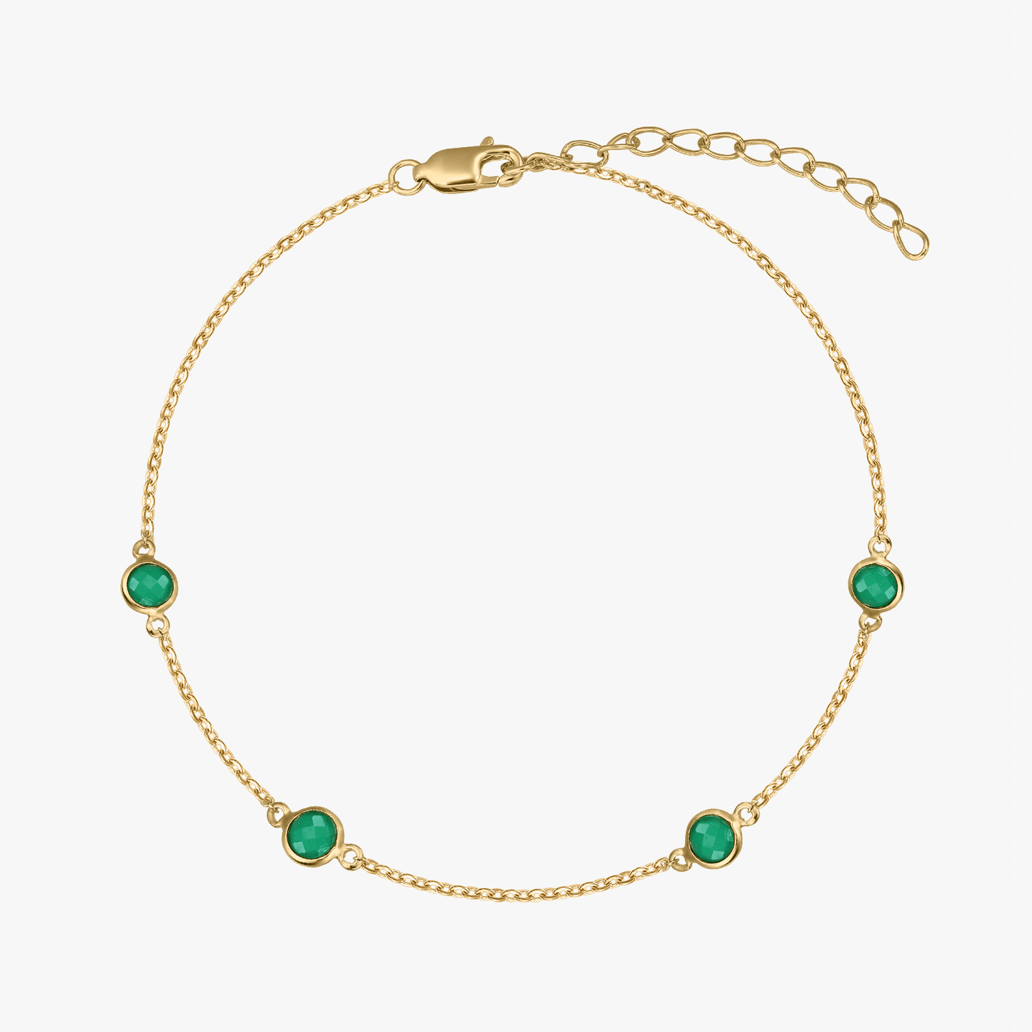 Bracelet en argent avec pierre de naissance Golden May - Onyx vert