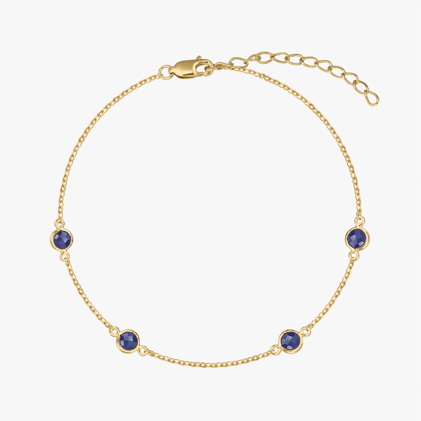Bracelet en argent Birthstone Golden Septembre - Saphir - Indira