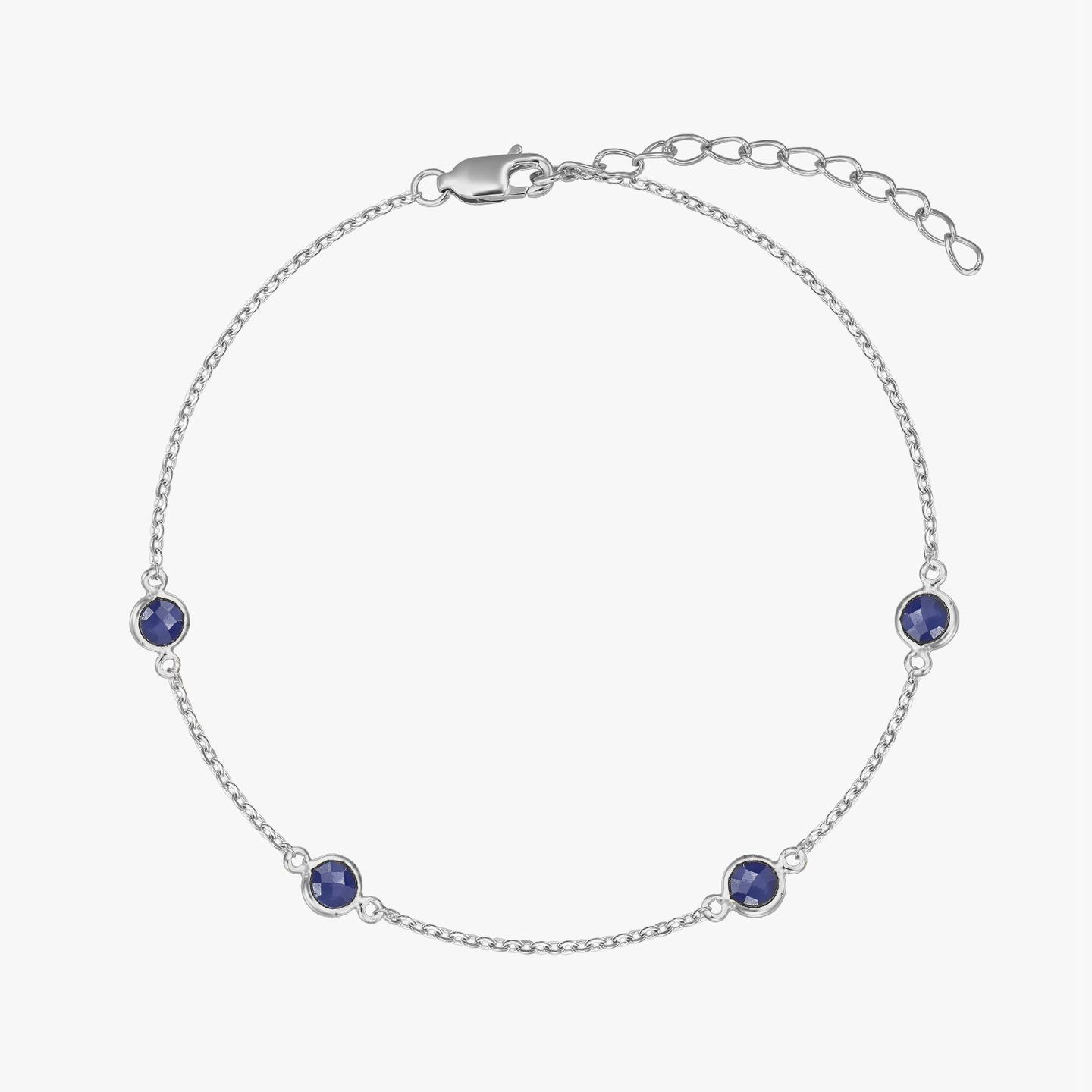 Bracelet en argent Birthstone Septembre - Saphir - Indira