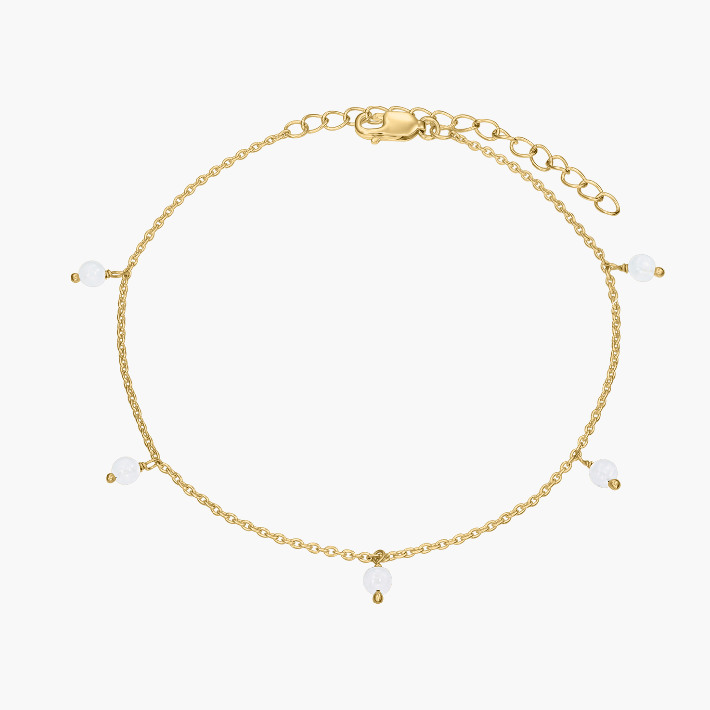 Chaîne de cheville en argent Golden Gem Droplet - Pierre de Lune - Indira