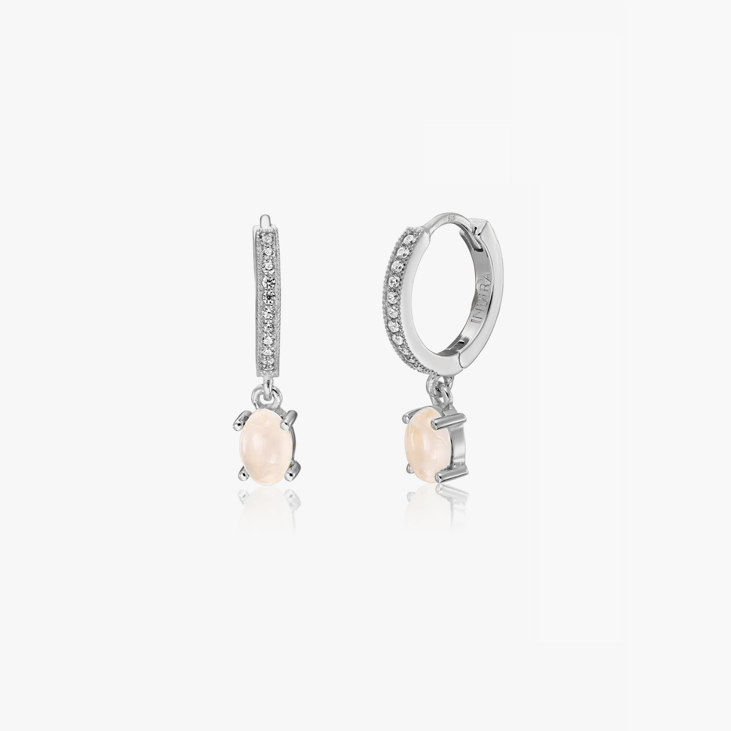 Boucles d'oreilles en argent Gem Huggies - Quartz Rose - Indira