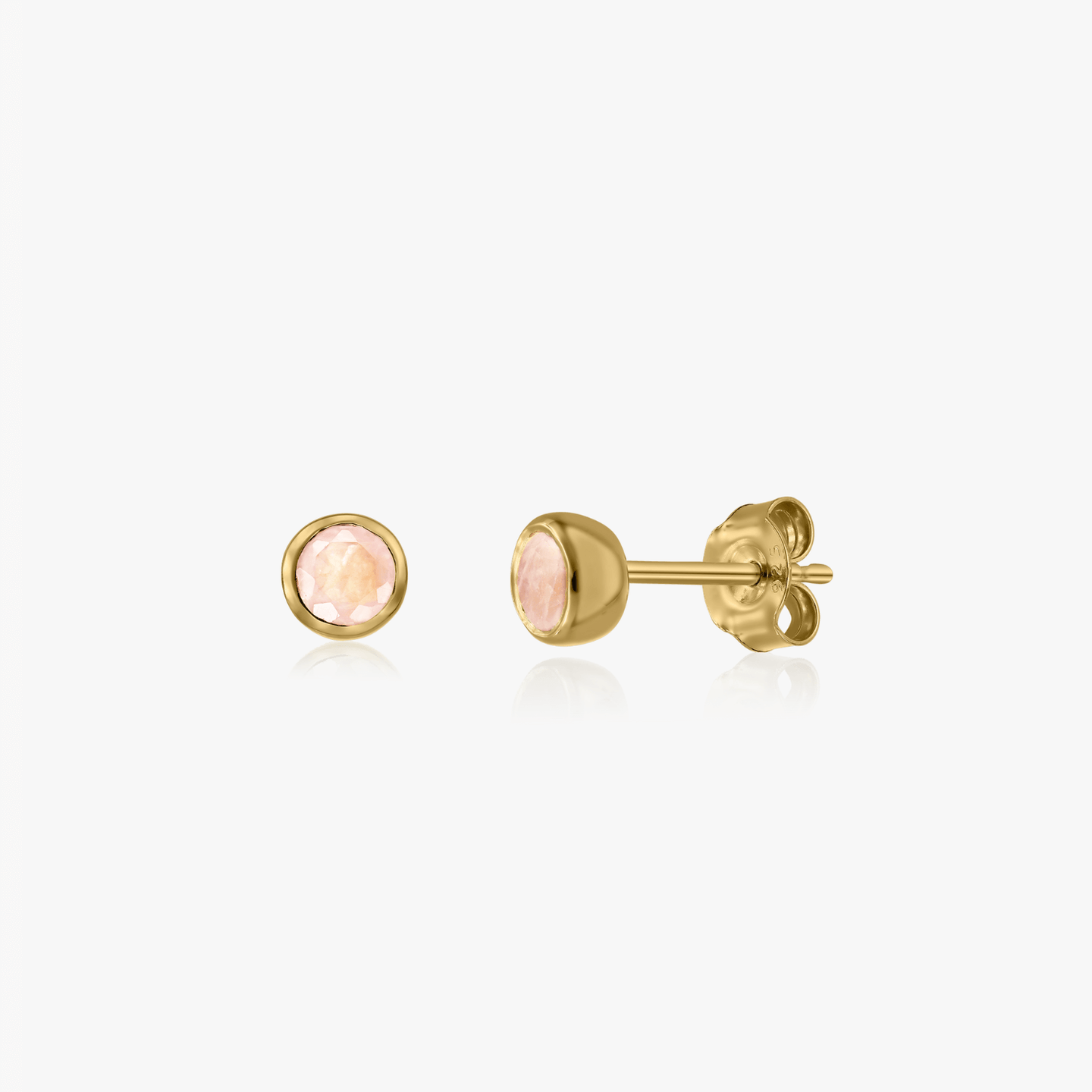 Boucles d'oreilles en argent Birthstone Golden - Quartz Rose - Indira