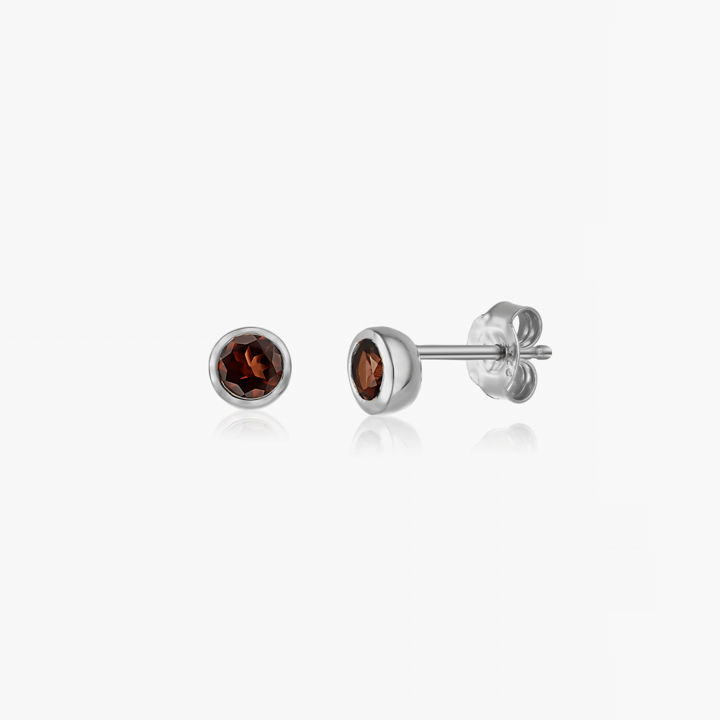 Boucles d'oreilles en argent Birthstone Janvier - Grenat - Indira