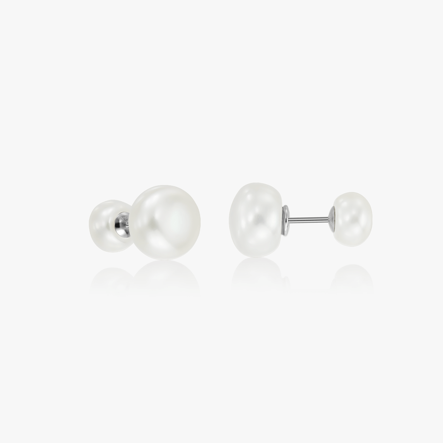 Boucles d'oreilles Argent Puces Double Perle - Perles Naturelles 