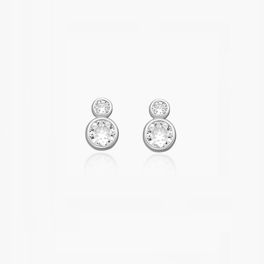 Boucles d'oreilles argent double pierre