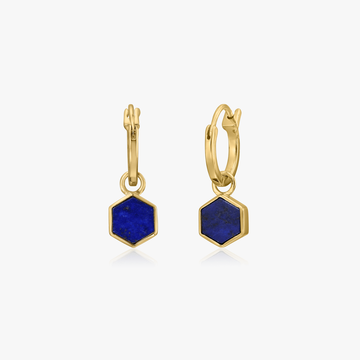 Boucles d'oreilles Golden Charlotte en argent - Lapis Lazuli