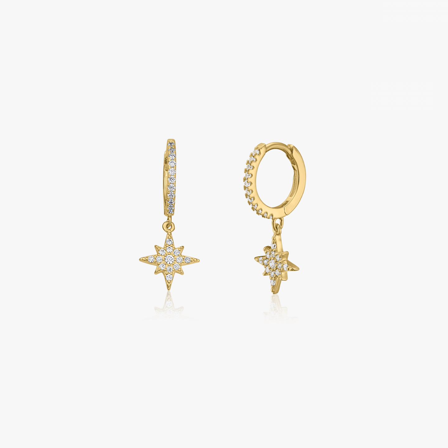 Boucles d'oreilles en argent Golden North Star - Zirconium - Indira