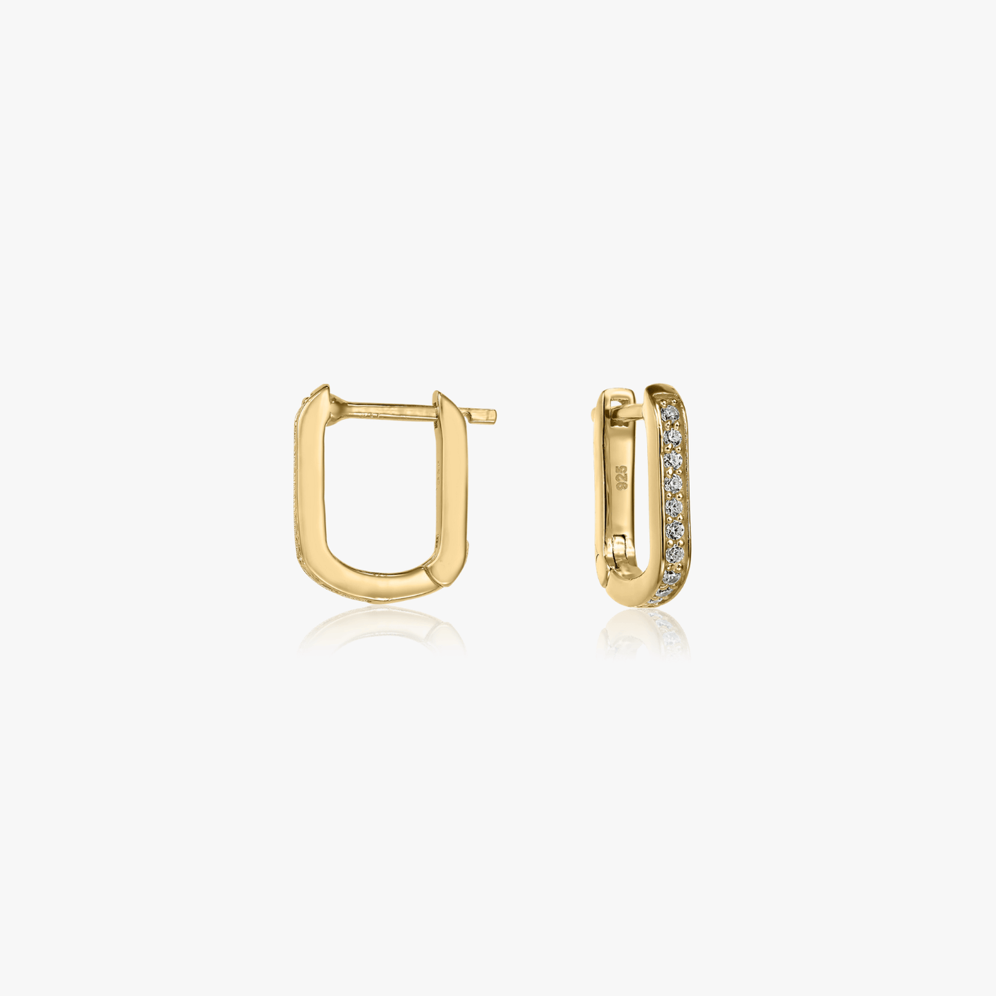 Boucles d'oreilles en argent Golden U Hoops - Zirconium - Indira