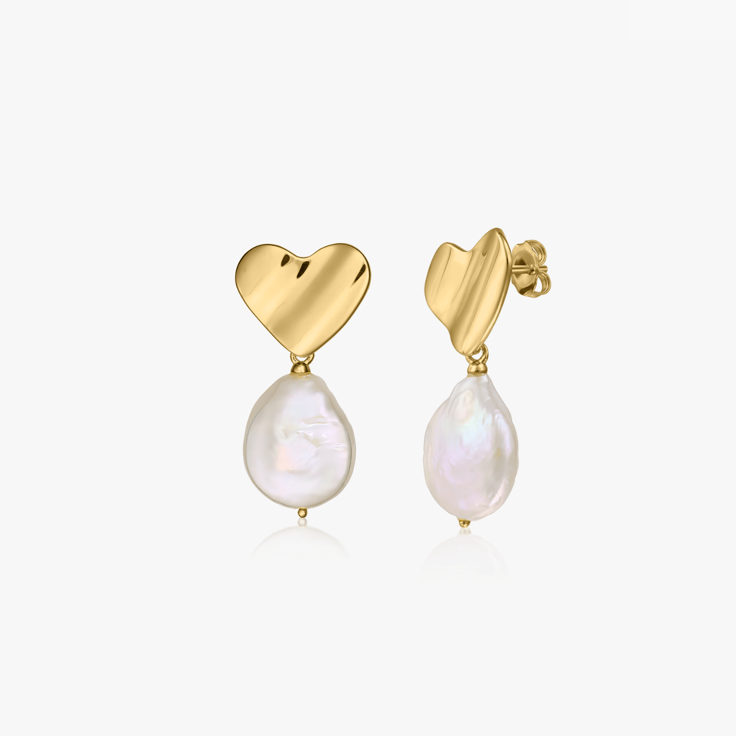 Boucles d'oreilles en argent Heart of Gold - Perles naturelles - Indira