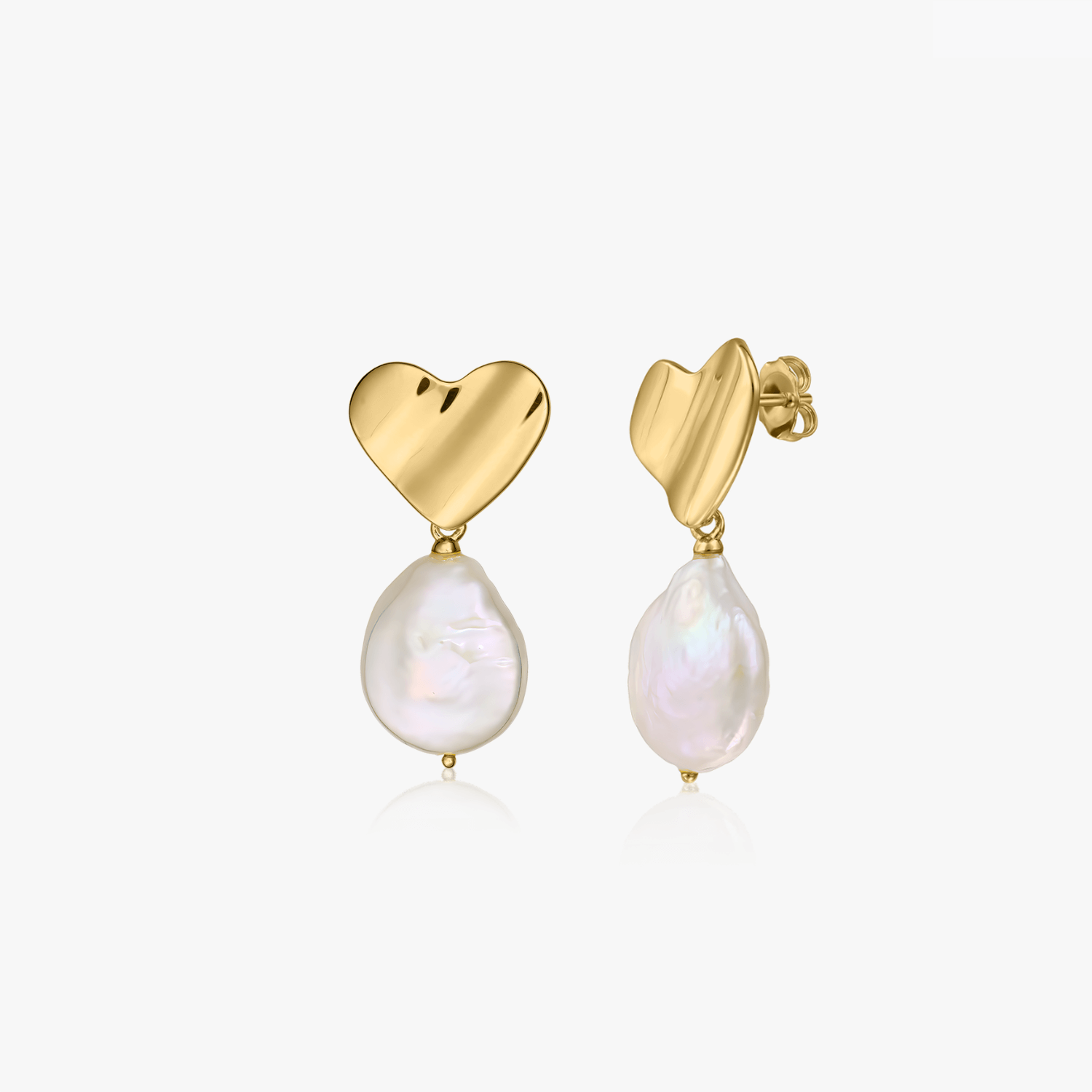 Boucles d'oreilles en argent Heart of Gold - Perles naturelles - Indira