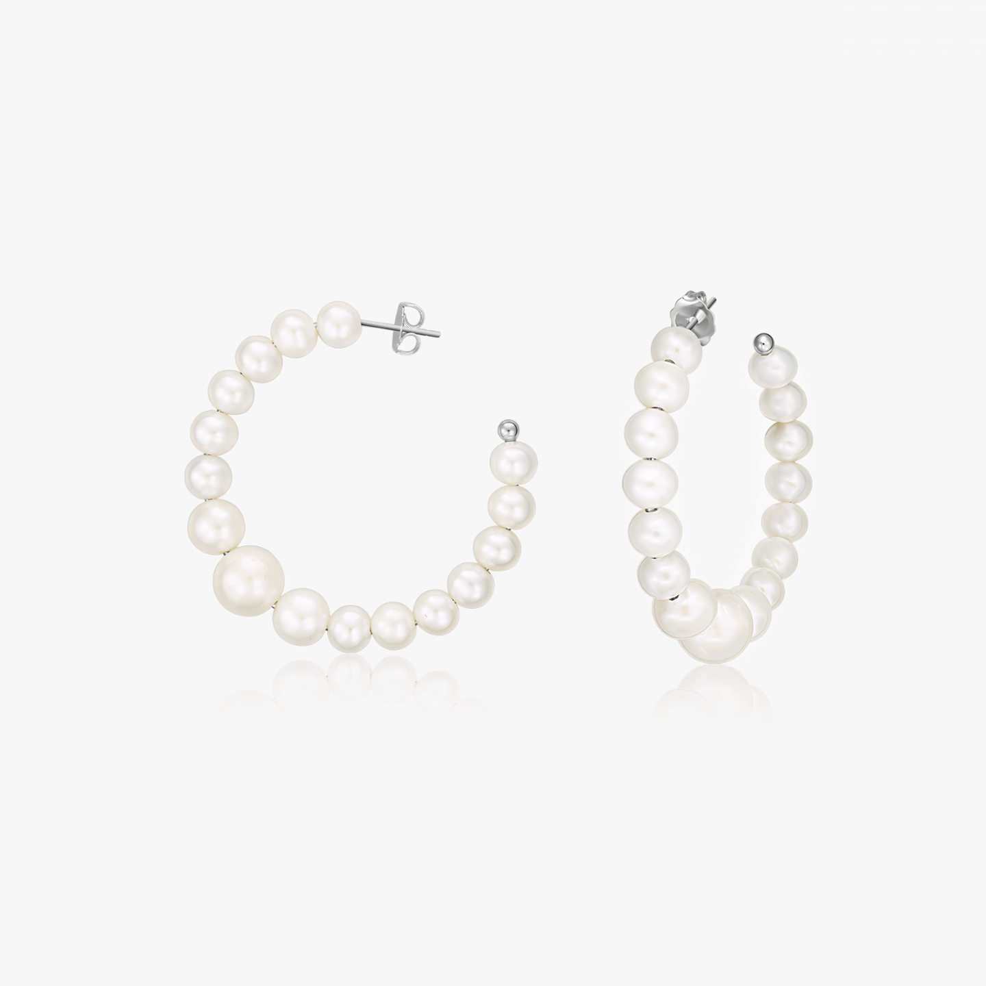 Boucles d'oreilles en argent Pearl Hoops - Perles Naturelles - Indira