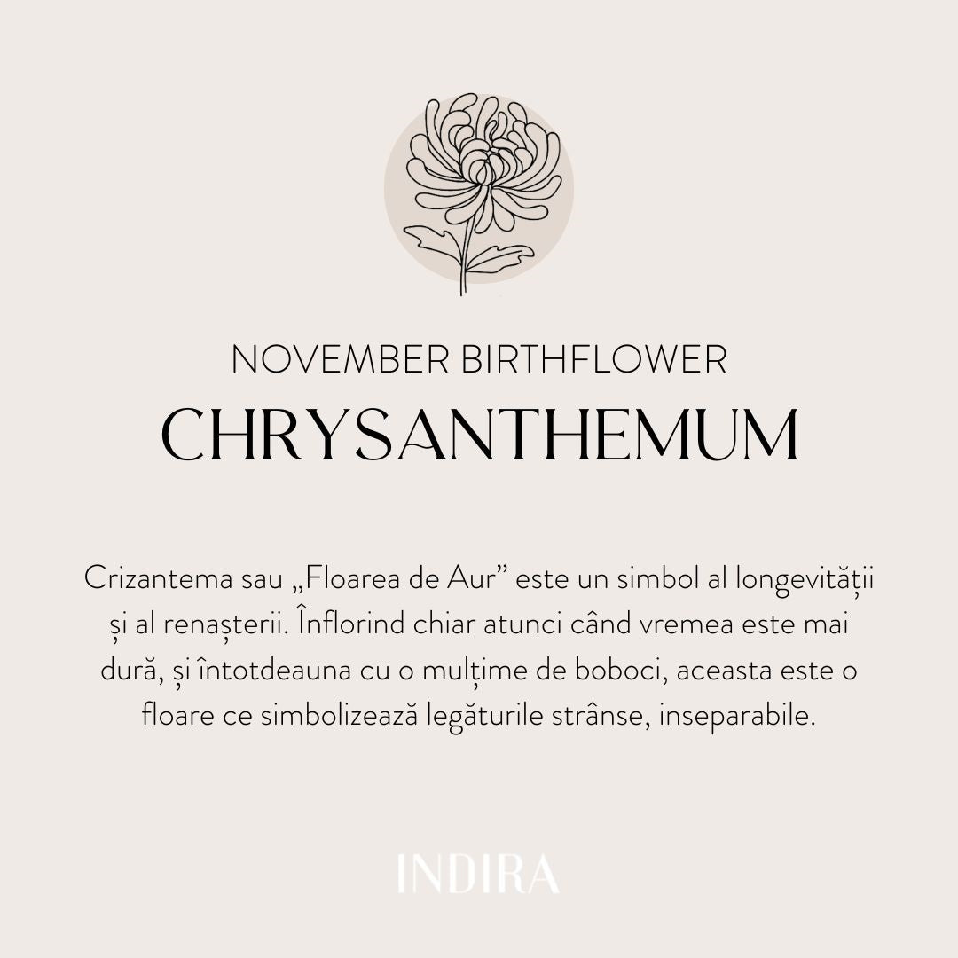 Fleur de naissance en argent - Bracelet cordon en argent chrysanthème de novembre