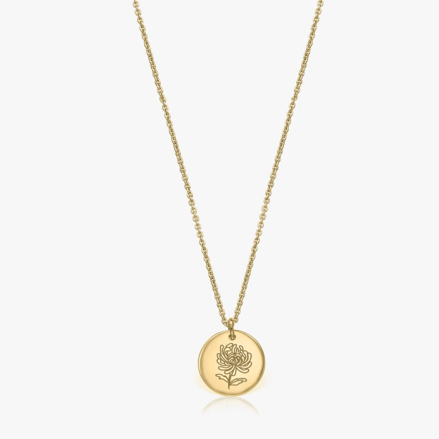 Collier en argent Birth Flower Golden - Novembre Chrysanthème - Indira