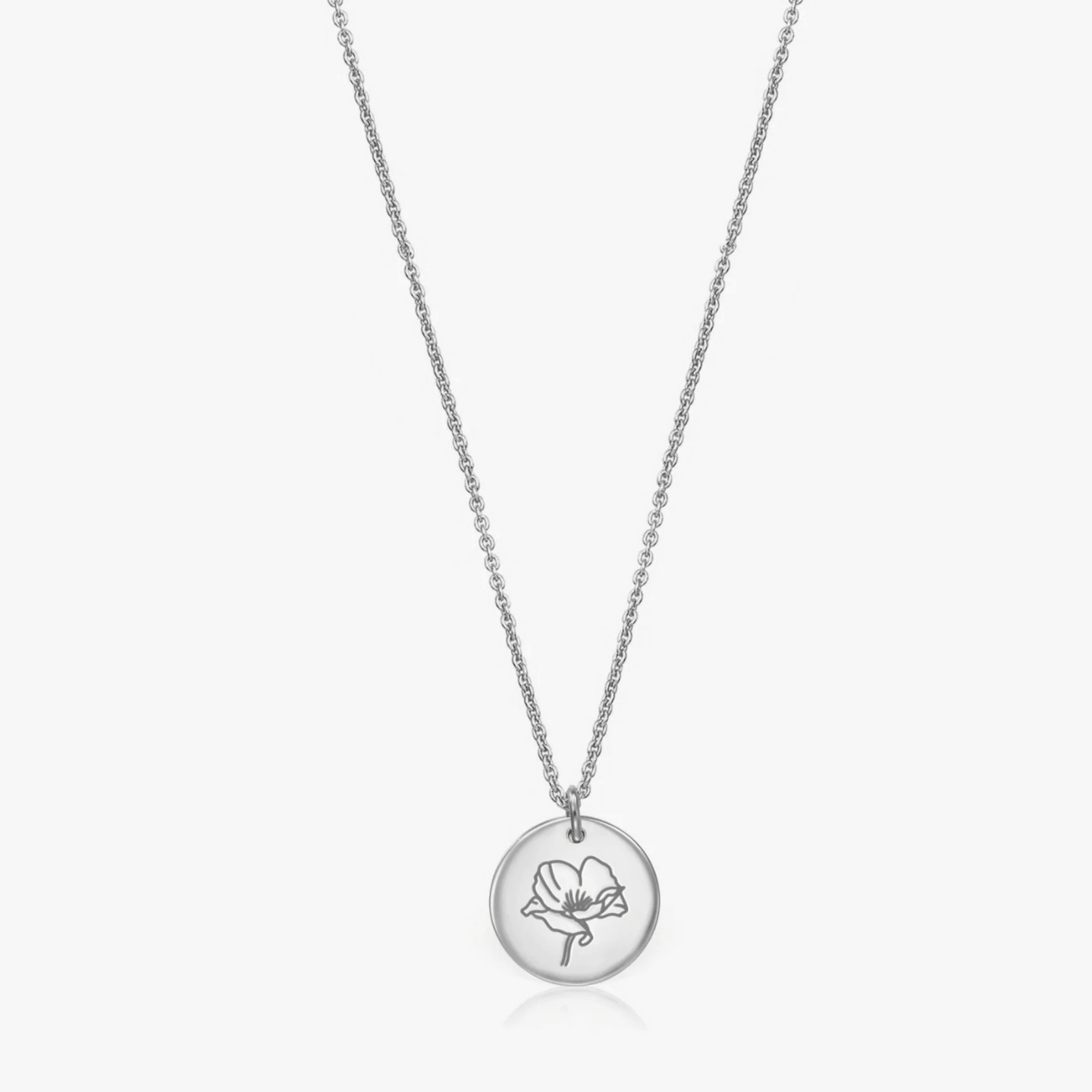 Collier en argent Birth Flower Silver - Août Poppy - Indira