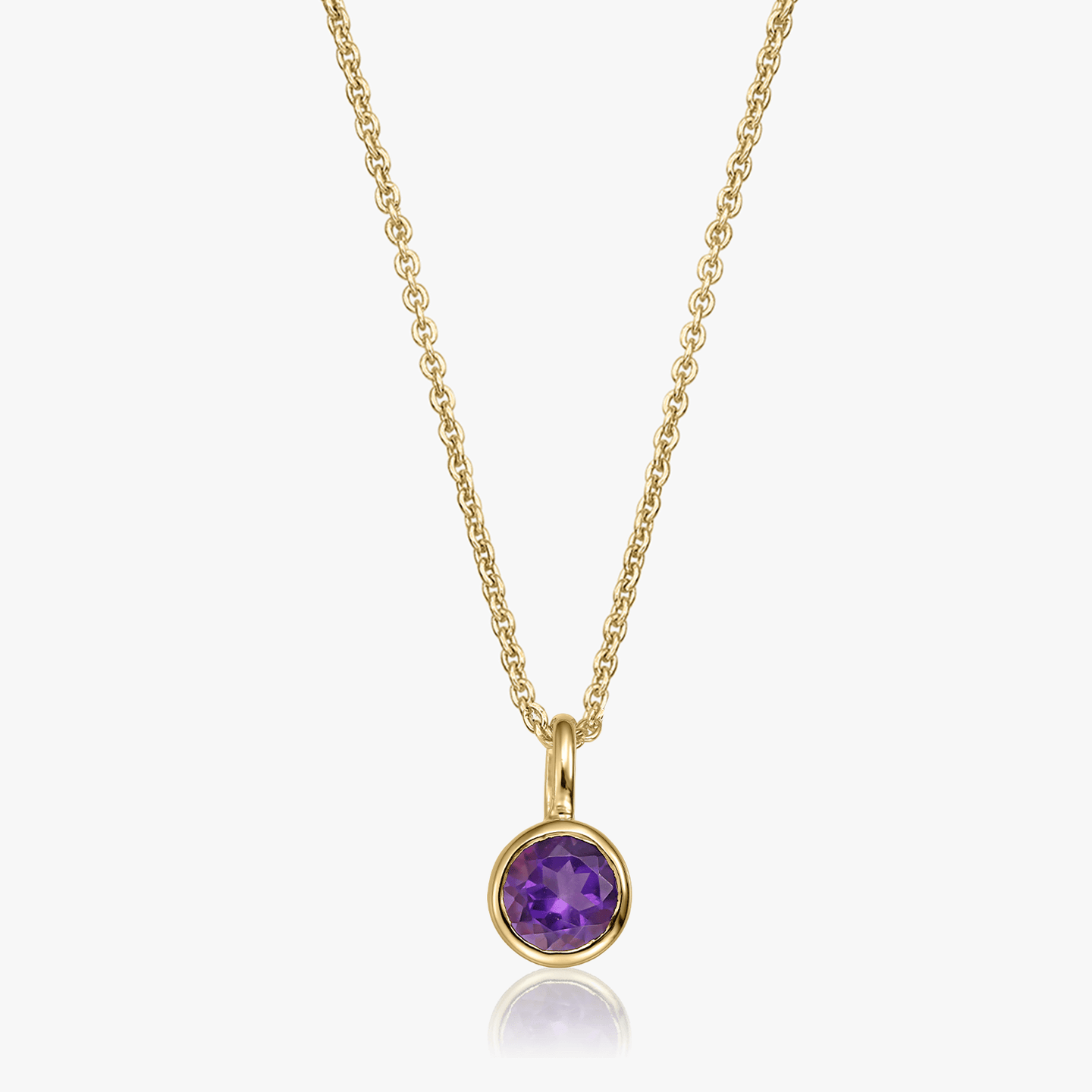 Collier en argent Birthstone Golden Février - Améthyste - Indira