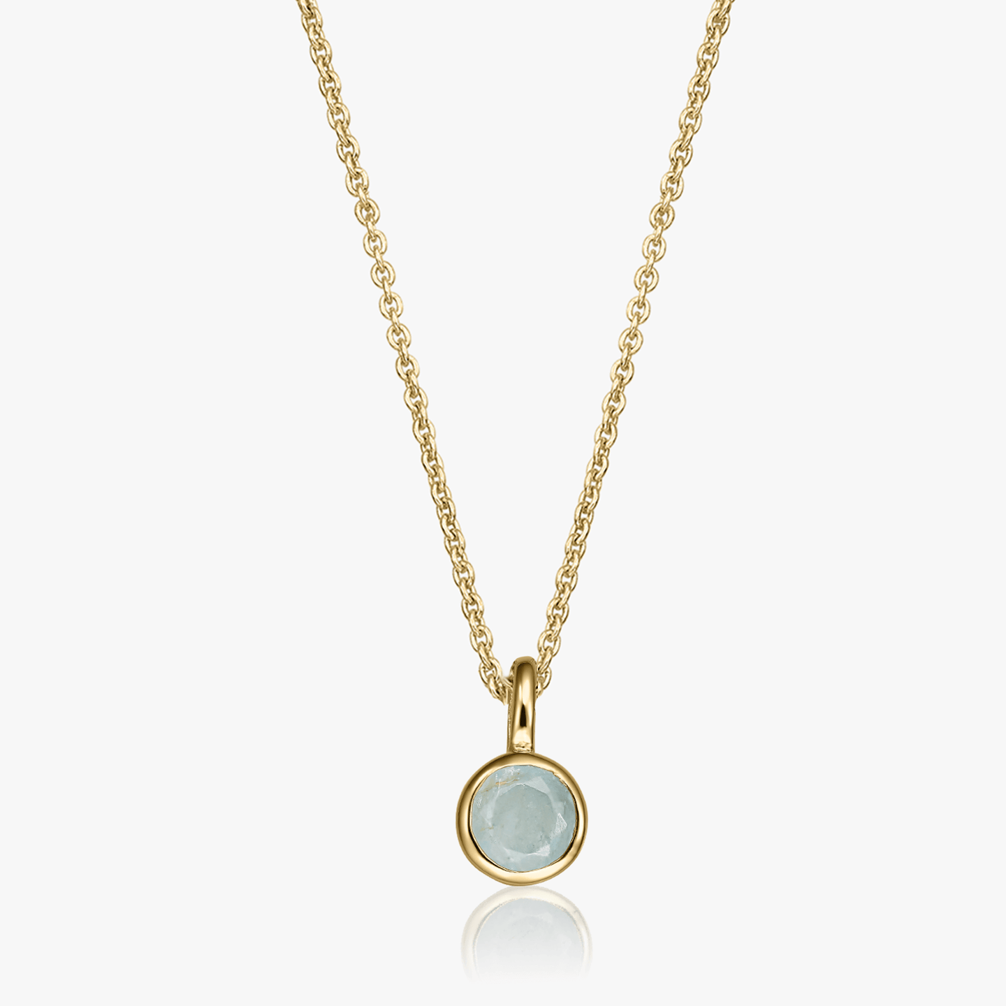 Collier en argent Birthstone Golden March - Aigue-marine - Indira