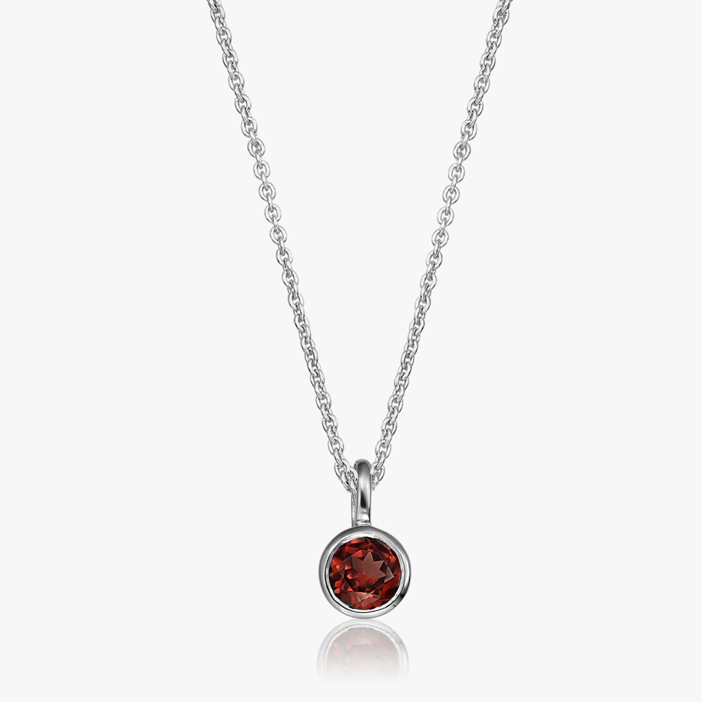 Collier en argent Pierre de Naissance Janvier - Grenat - Indira