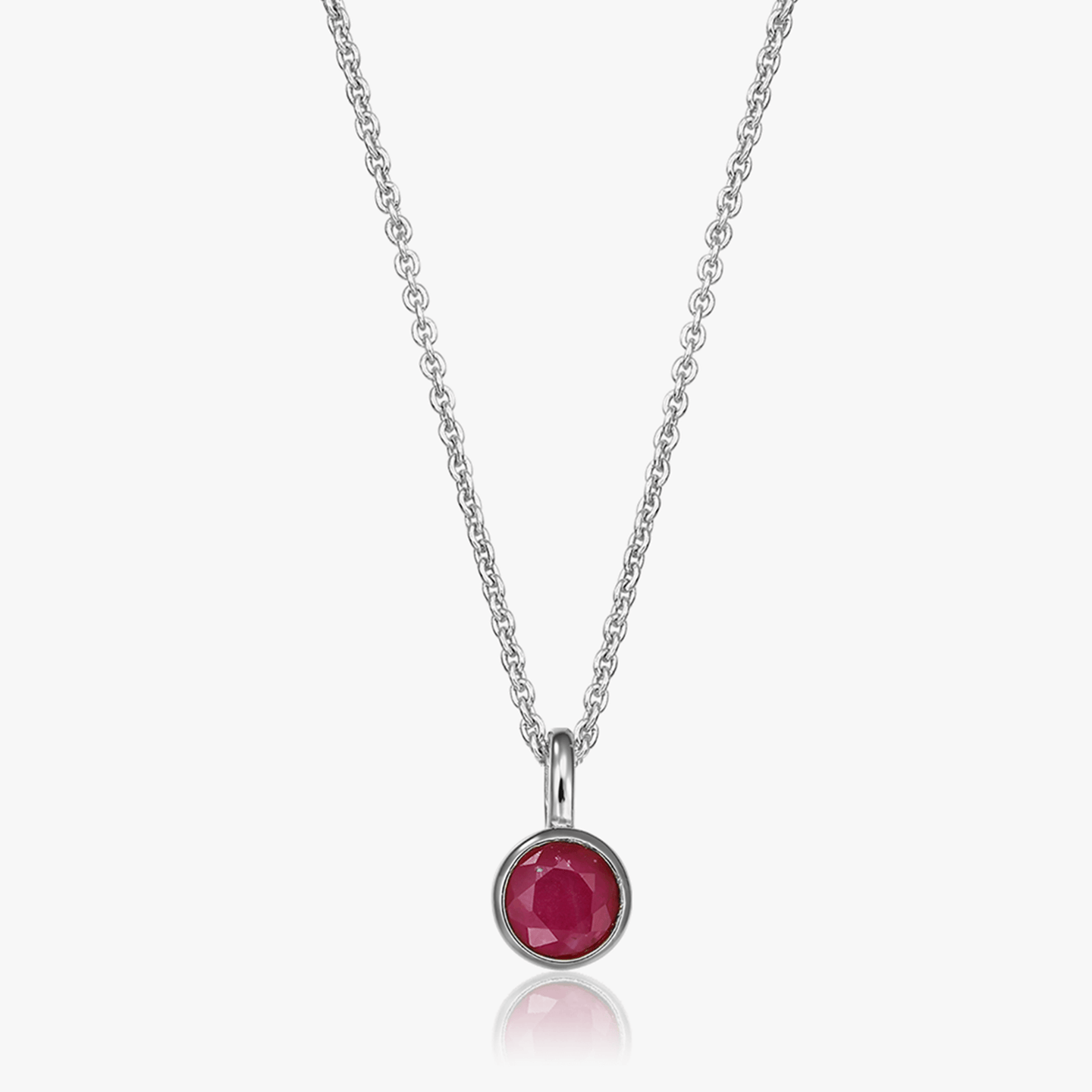 Collier en argent Birthstone Juillet - Rubis - Indira