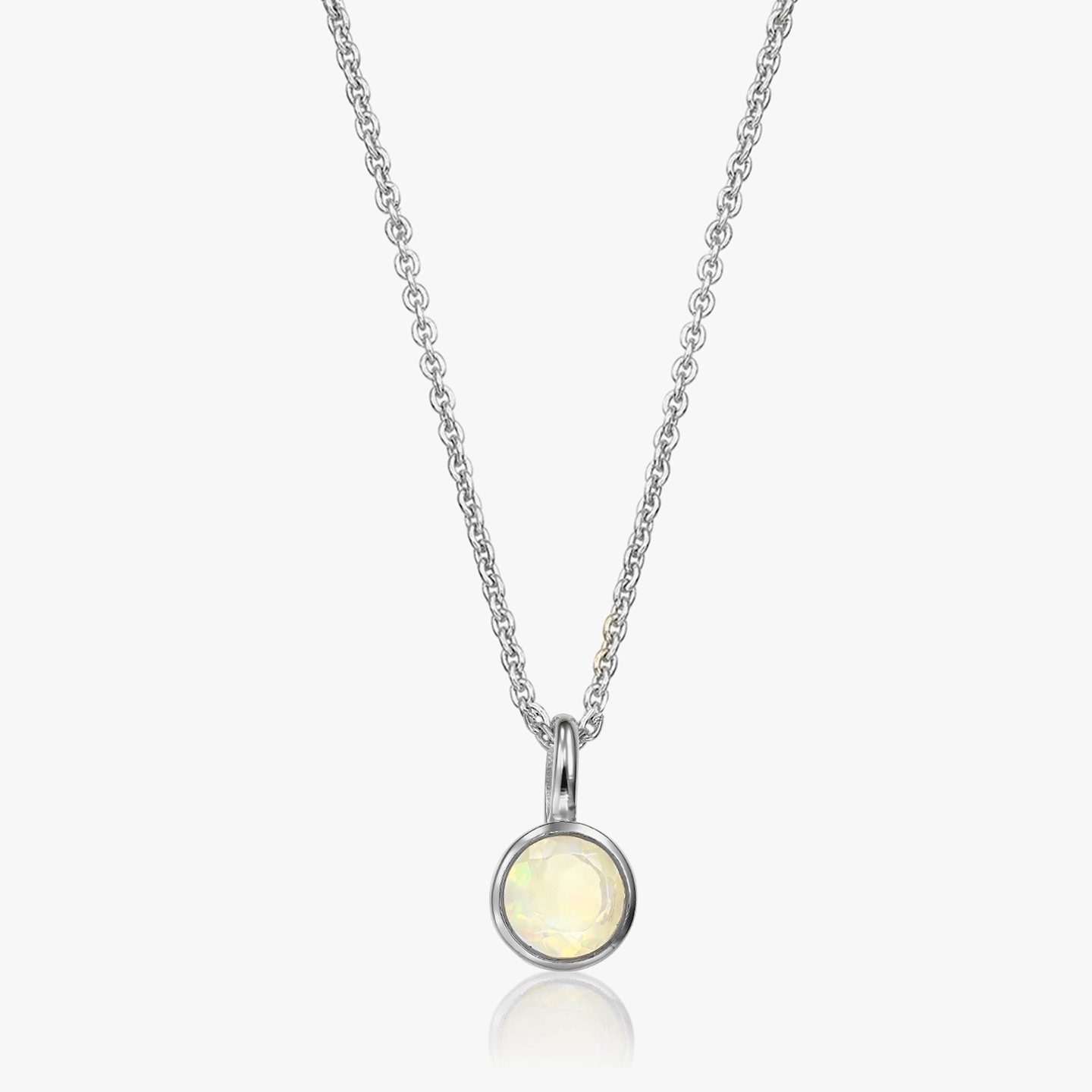 Collier en argent Pierre de Naissance Octobre - Opale - Indira