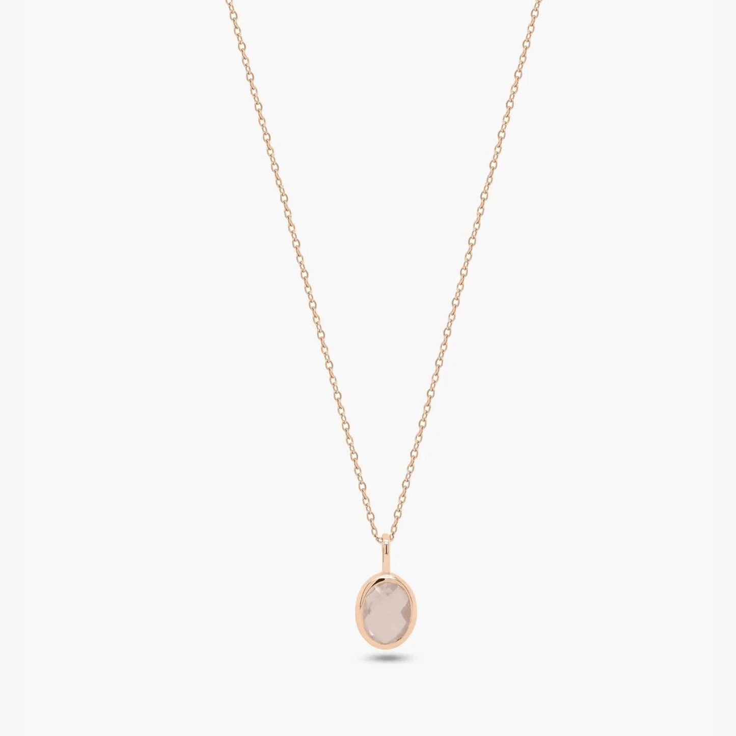 Collier Argent Champagne - Quartz Rose