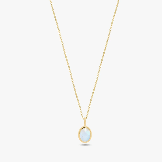 Collier Argent Doré Champagne - Pierre de Lune