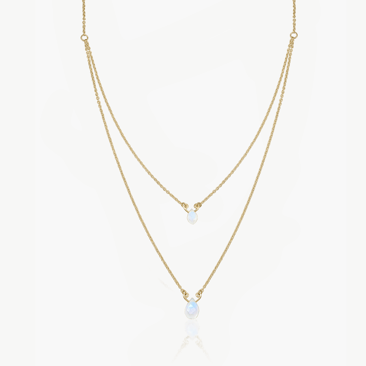 Collier en argent Double Rainbow Golden – Pierre de lune - Indira