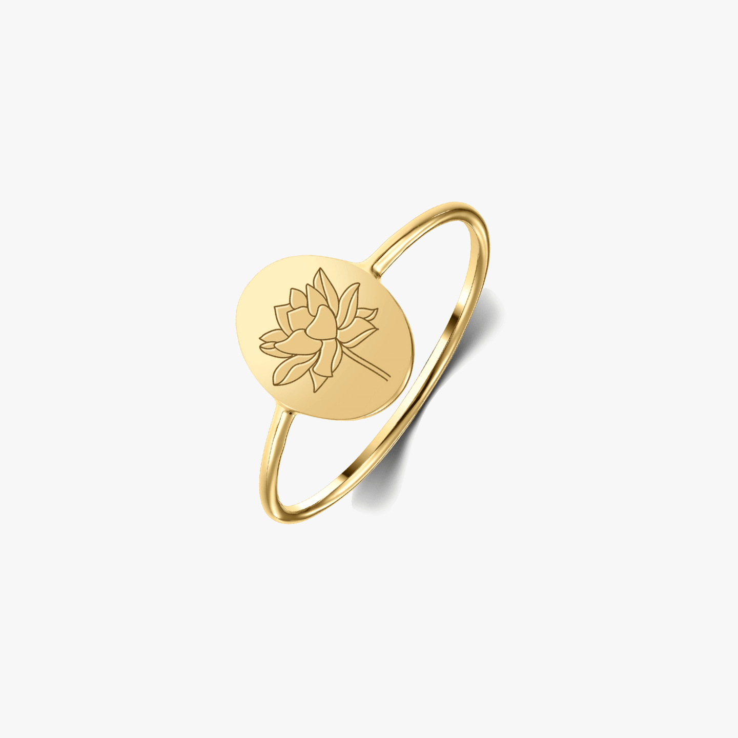 Bague en argent Birth Flower Golden - Juillet Lotus - Indira