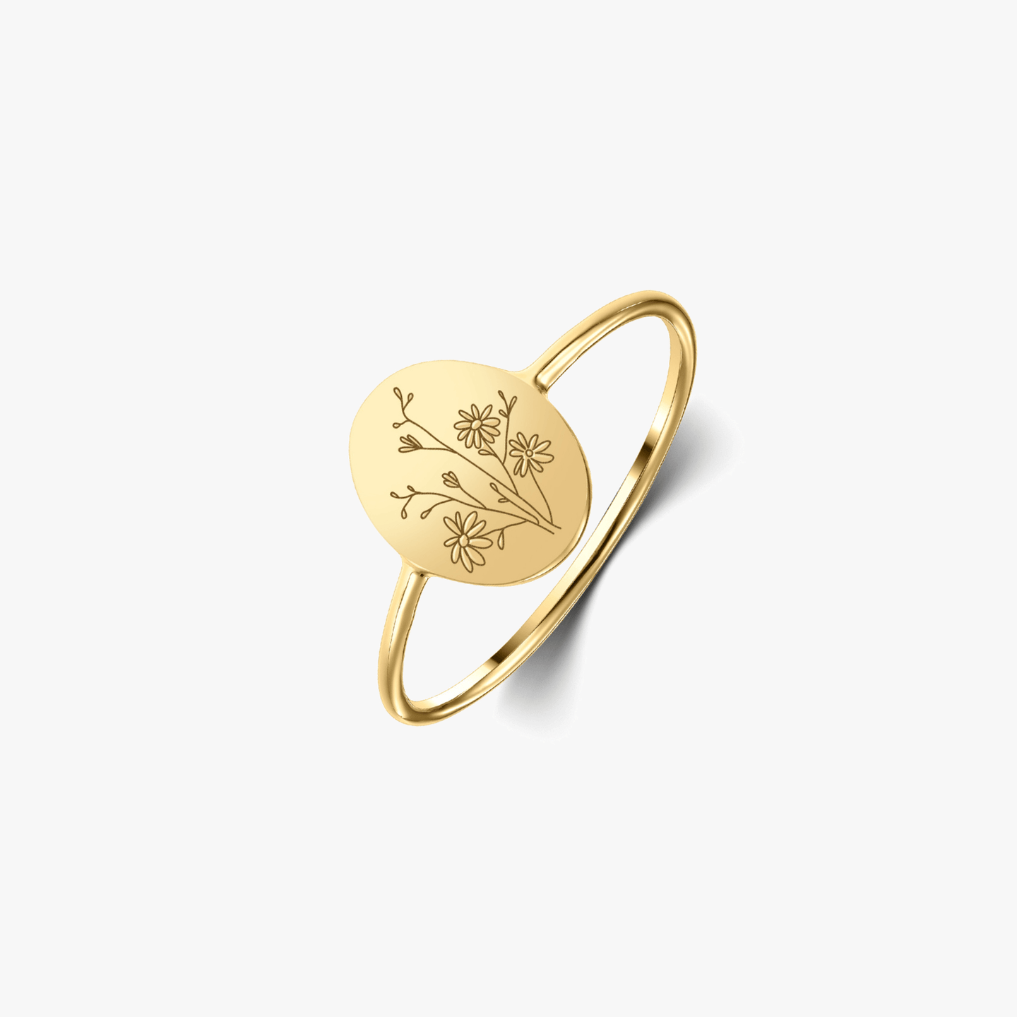 Bague en argent Birth Flower Golden - Septembre Aster - Indira