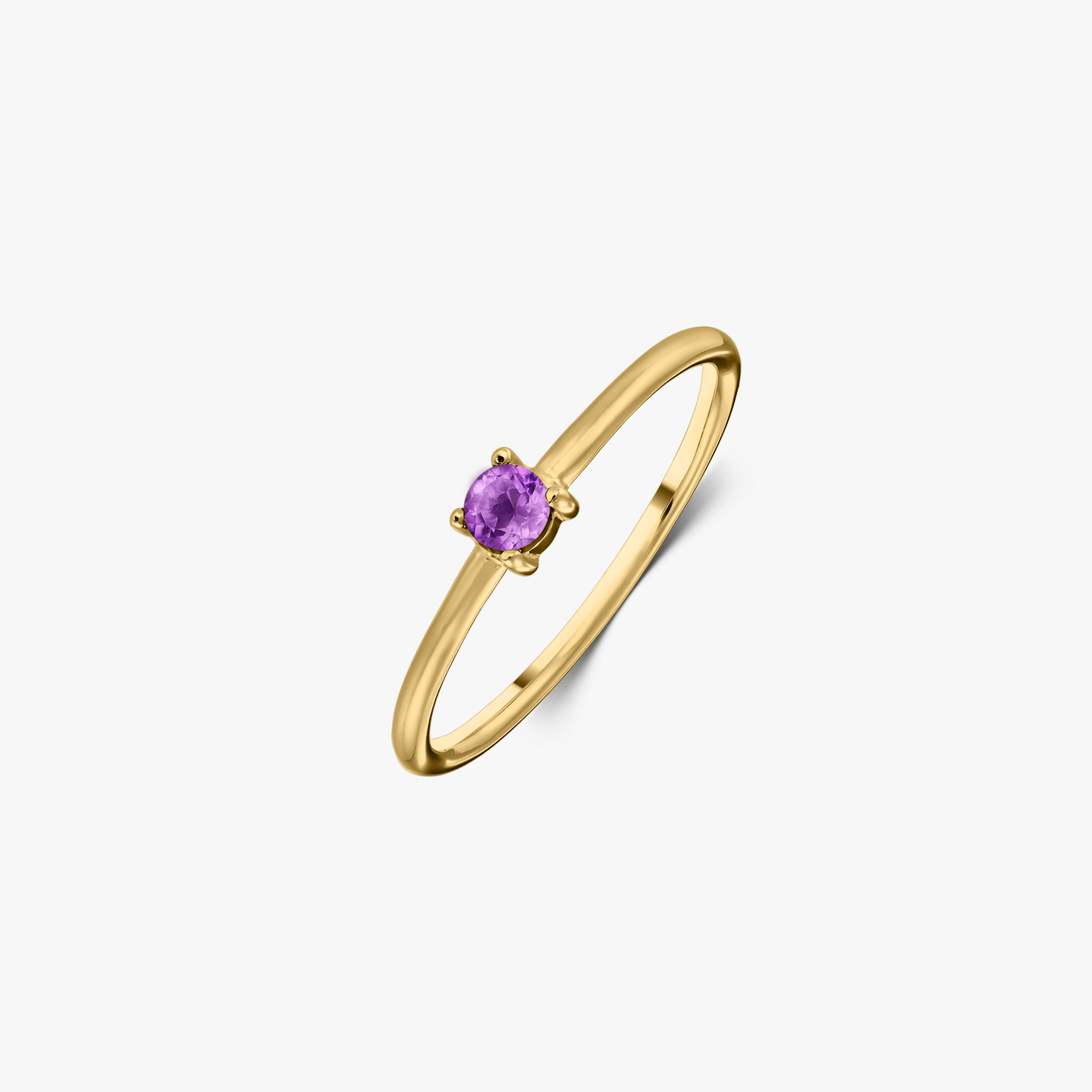 Bague en argent Birthstone Golden Février - Améthyste - Indira